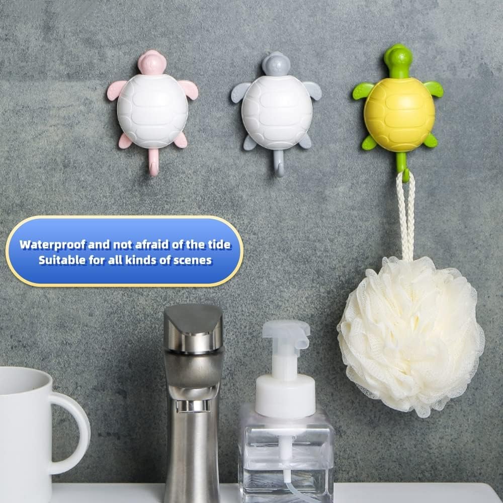 3PCS Cute Sea Turtle Wall Hooks with Gravity Pop-Up Design