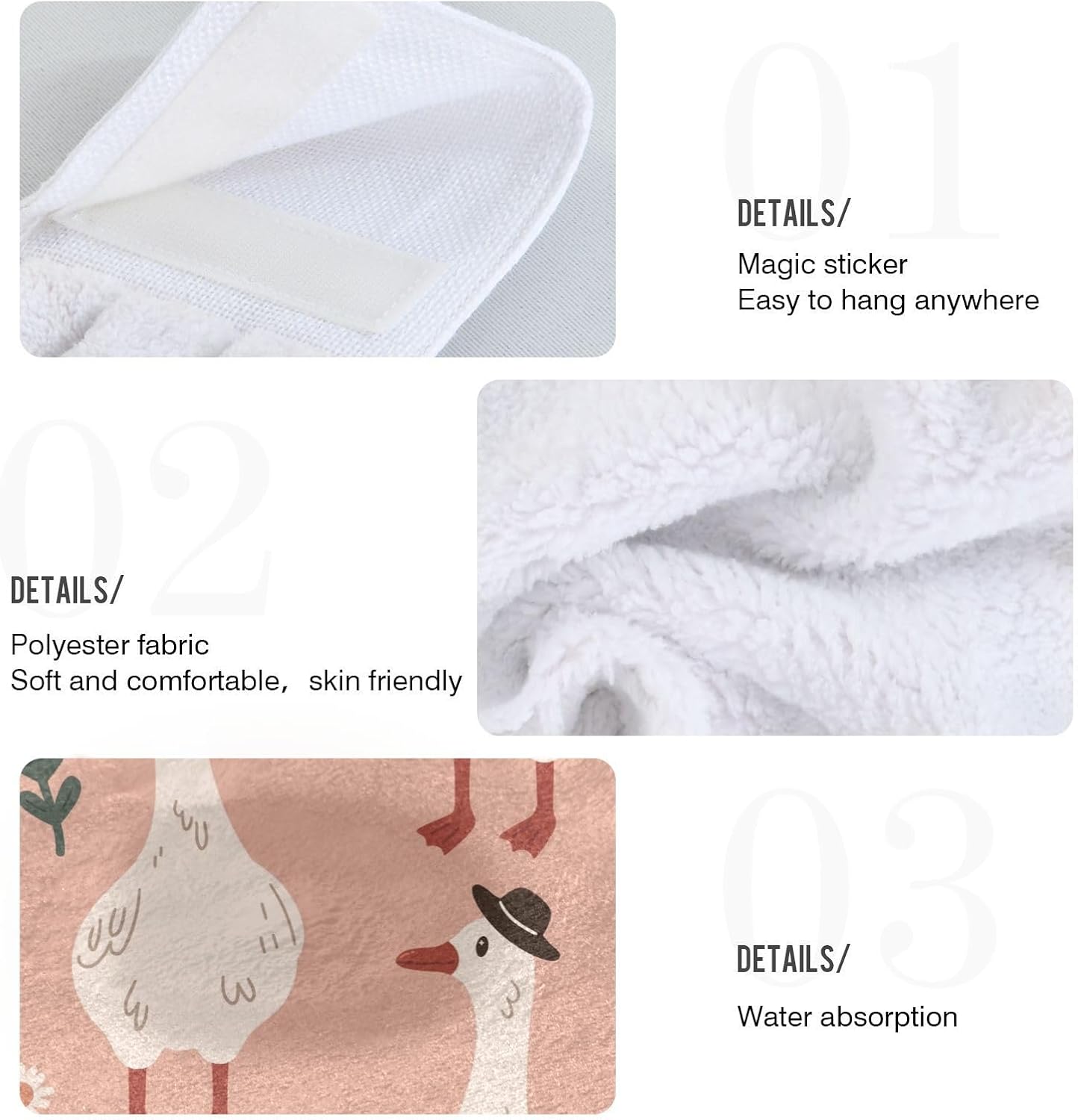 OTVEE Cute Goose Pattern Kitchen Towels 2 Pieces