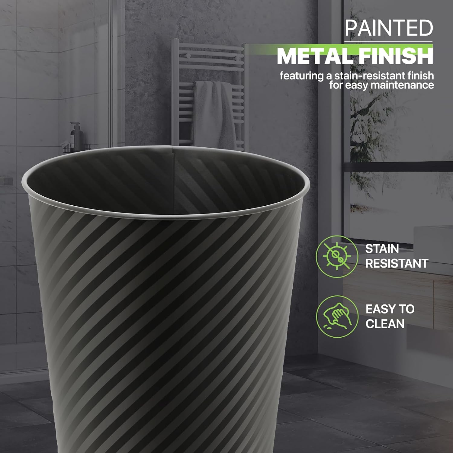 Magshion 13 Gallon Metal Trash Can 2 Pack Black
