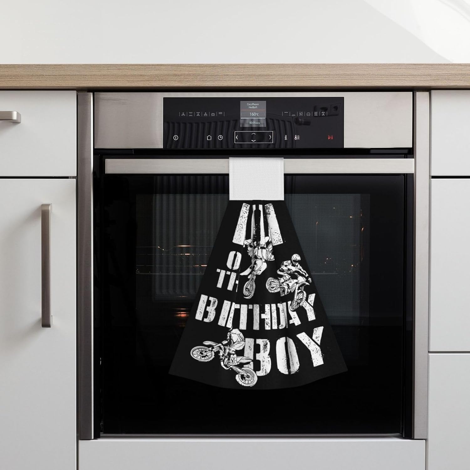 Birthday Boy Motocross Dirt Bikes Dish Cloths with Hook Loop