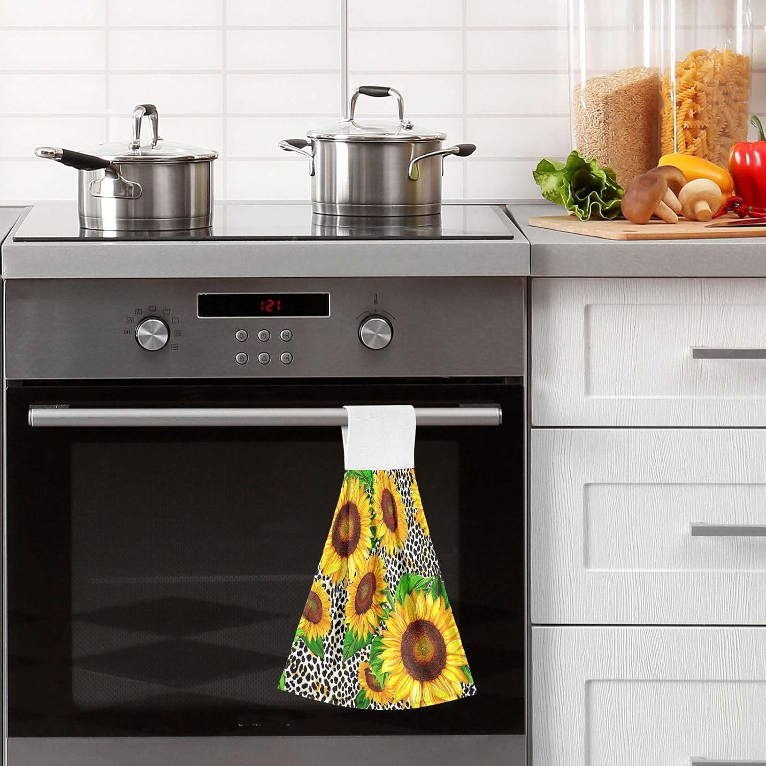 RPLIFE Vibrant Sunflowers Dish Towels Set of 2 with Hanging Loops