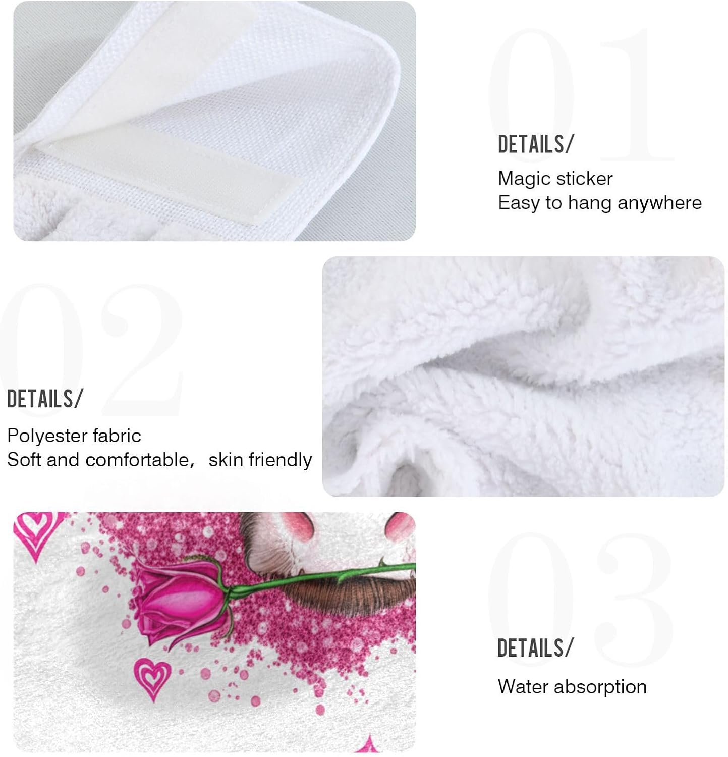 Cute Highland Cow Pink Bath Towels 2 Pack with Hanging Loop