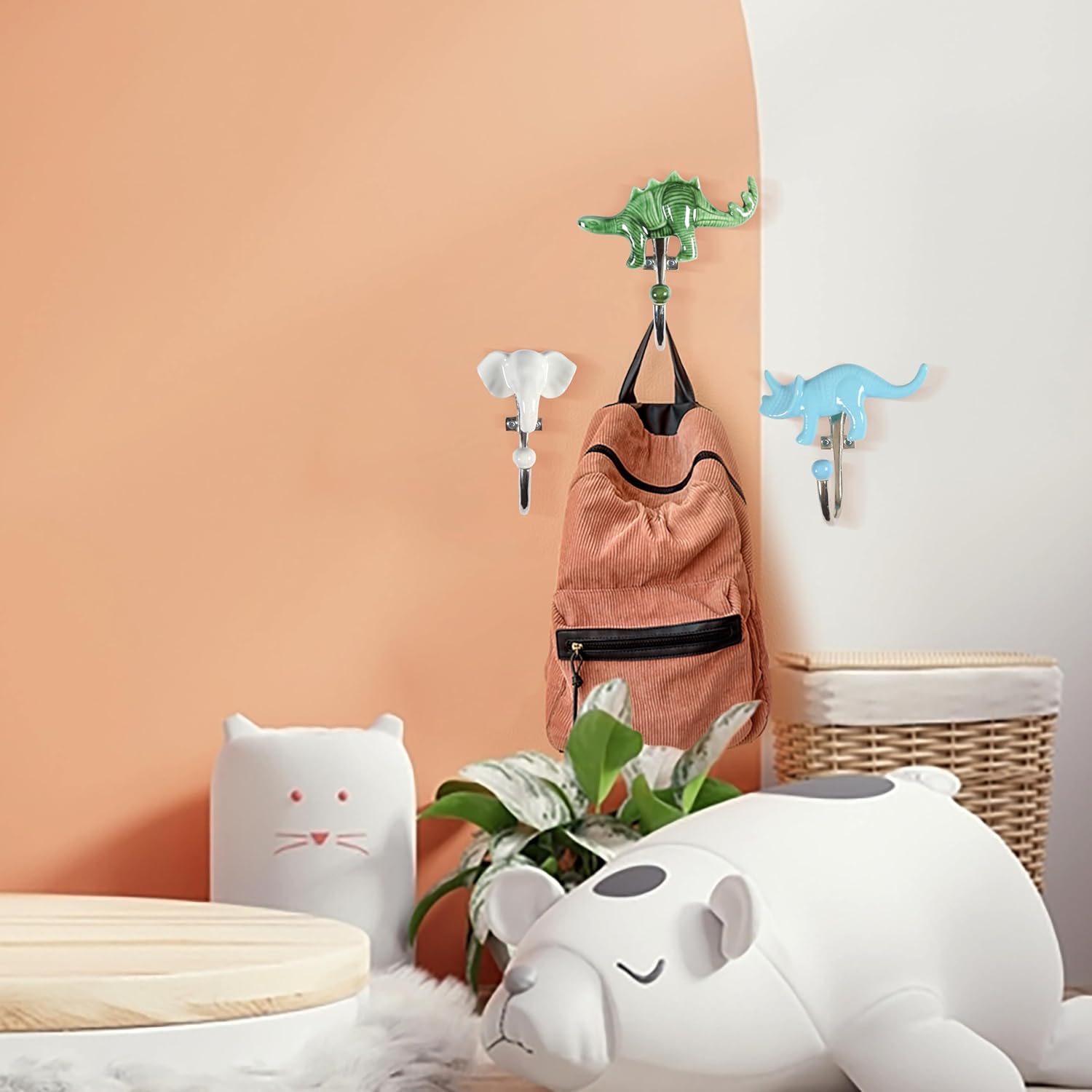 Alpha Living Home - Ceramic Wall Hooks Set of 3 Animal Shaped
