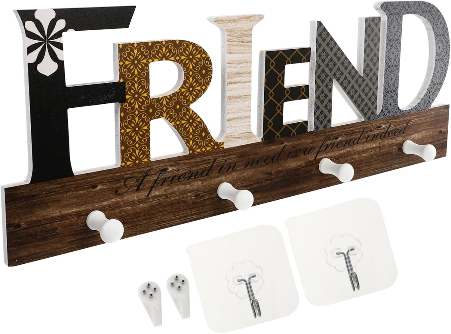 PRETYZOOM Wooden Wall Hook for Clothes and Hats