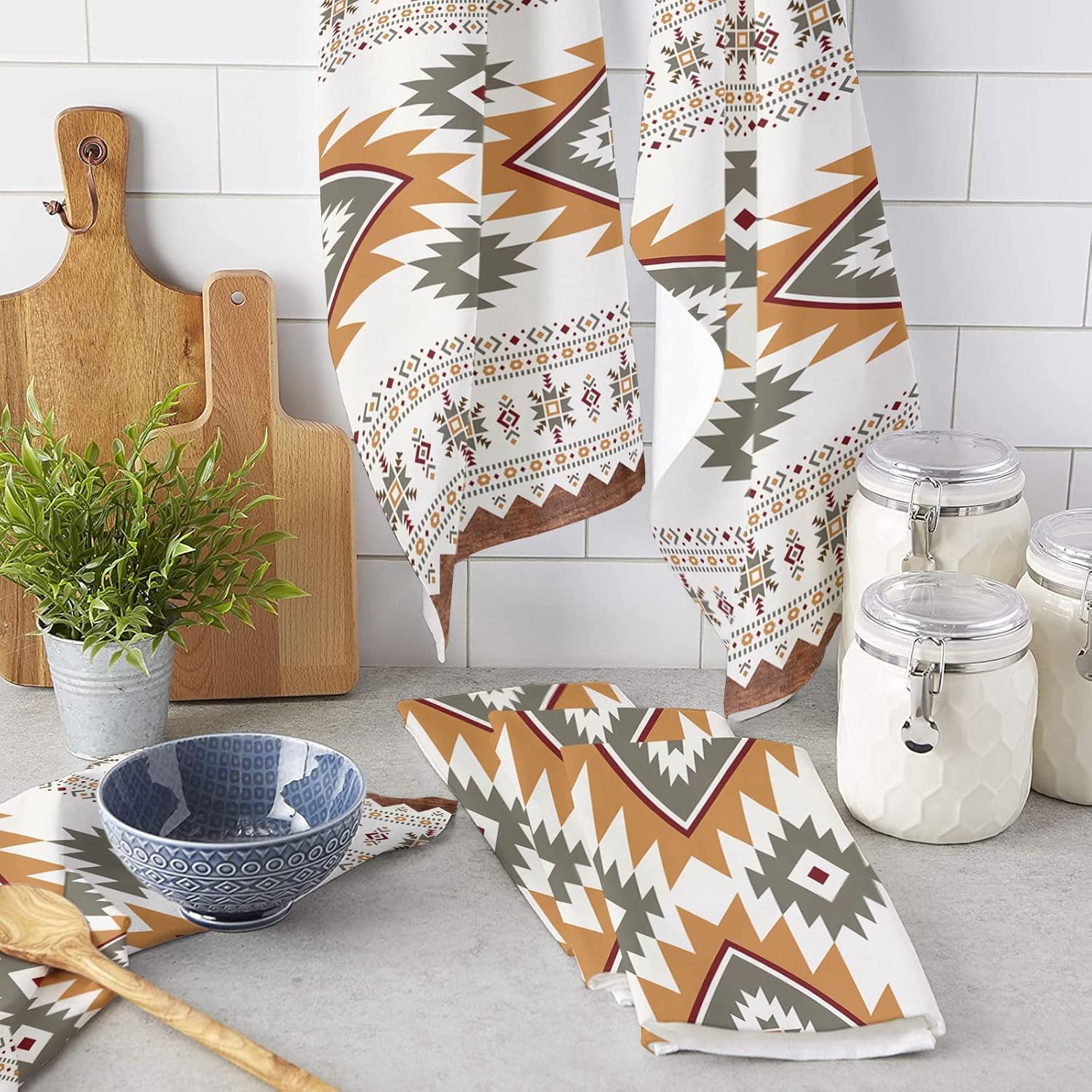 ZOE GARDEN Southwest Geometric Dish Cloths - 4 Pack 18x28