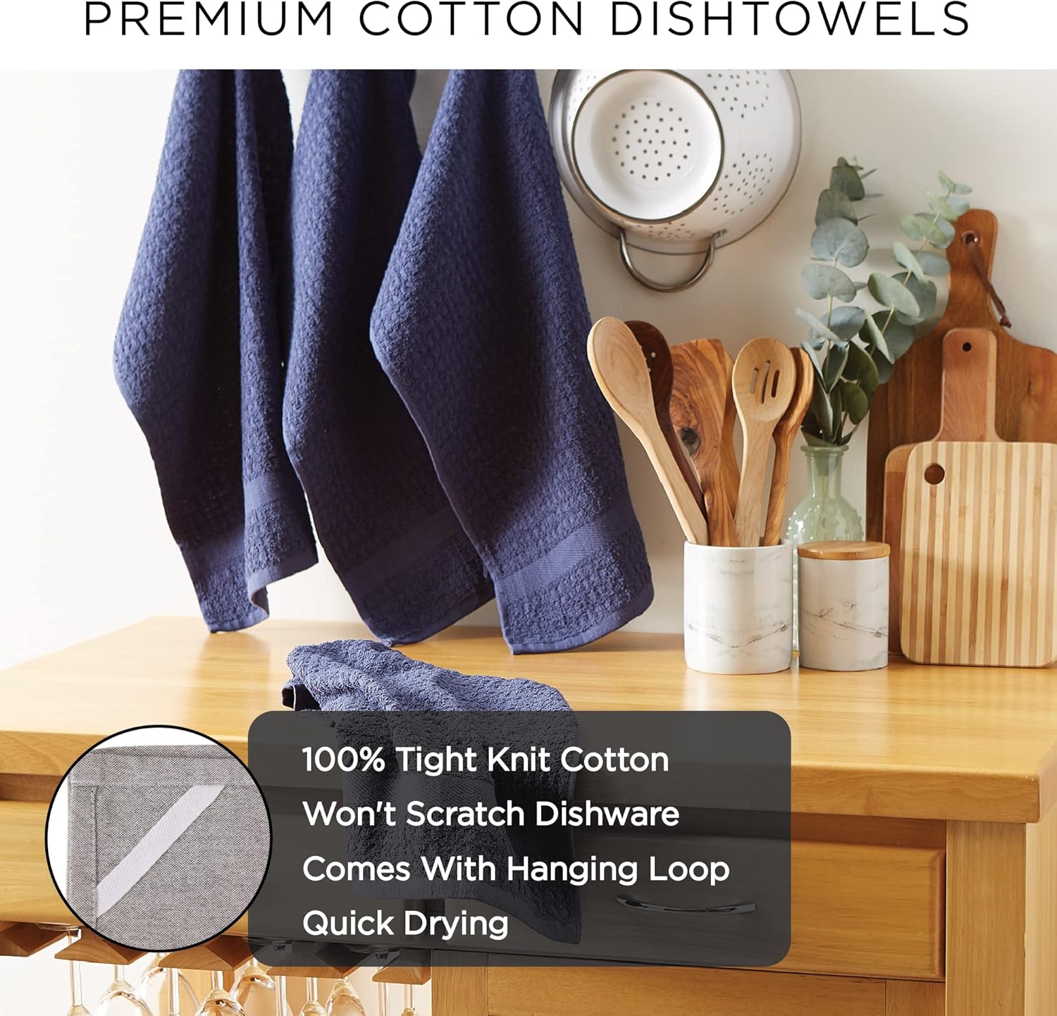 DII Basic Terry Waffle Dish Towel Set 4 Piece Mustard