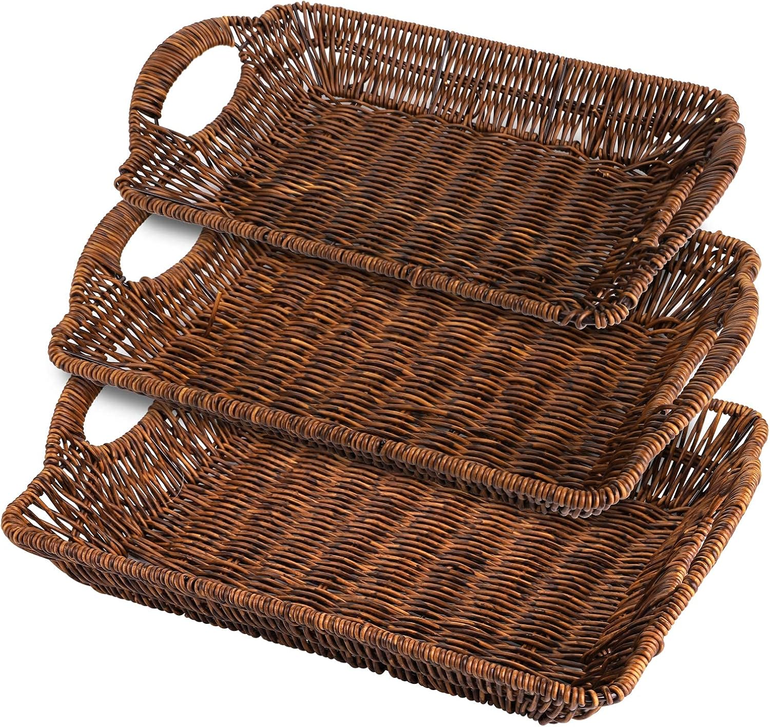TOPZEA 3 Pack Wicker Bread Baskets with Handles 1