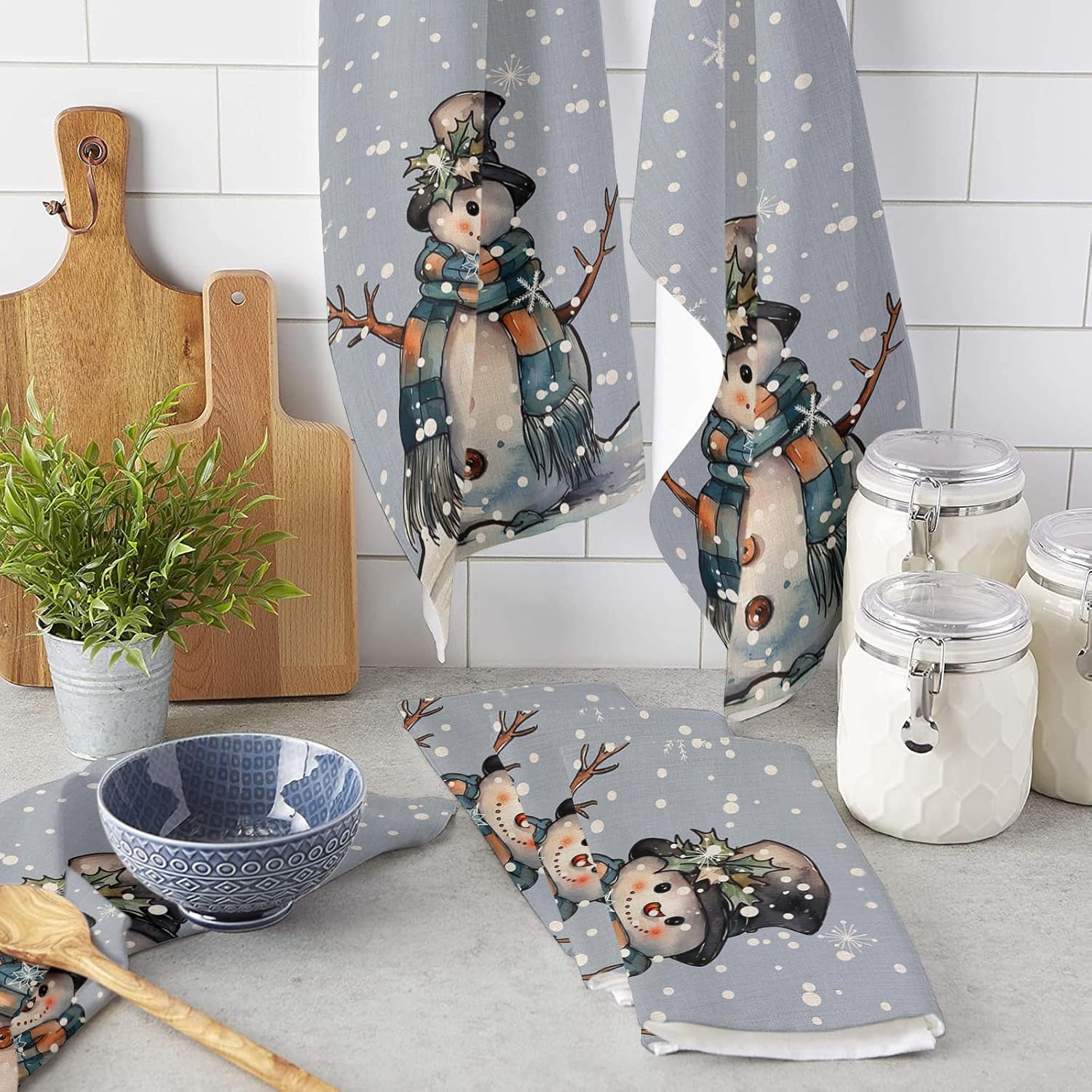 ZOE GARDEN Winter Snowman Kitchen Towel Set
