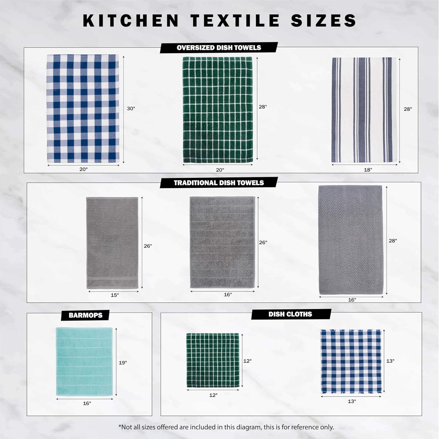 DII Heavy Duty Dish Cloths 4 Pack Cotton 13x13 Gingham Check