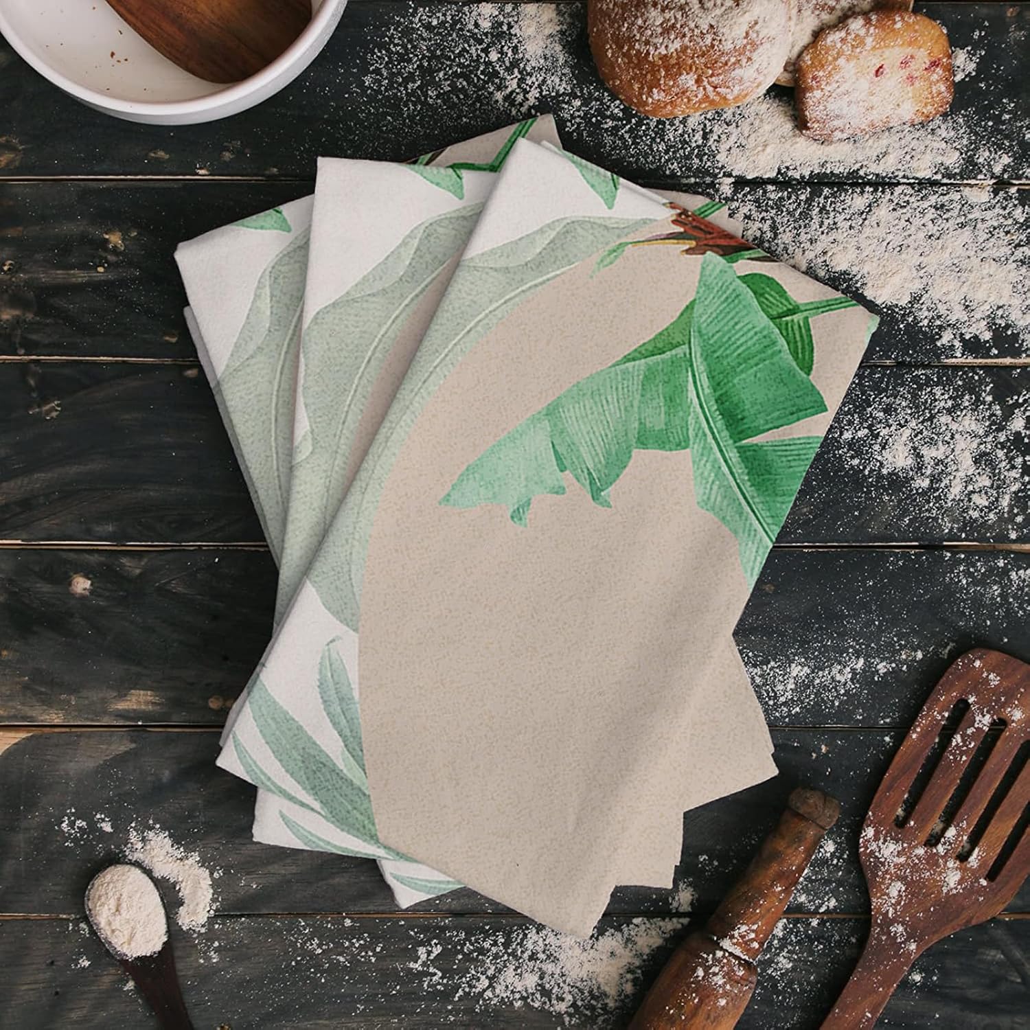 ZOE GARDEN Modern Leaves Kitchen Towels 4-Pack