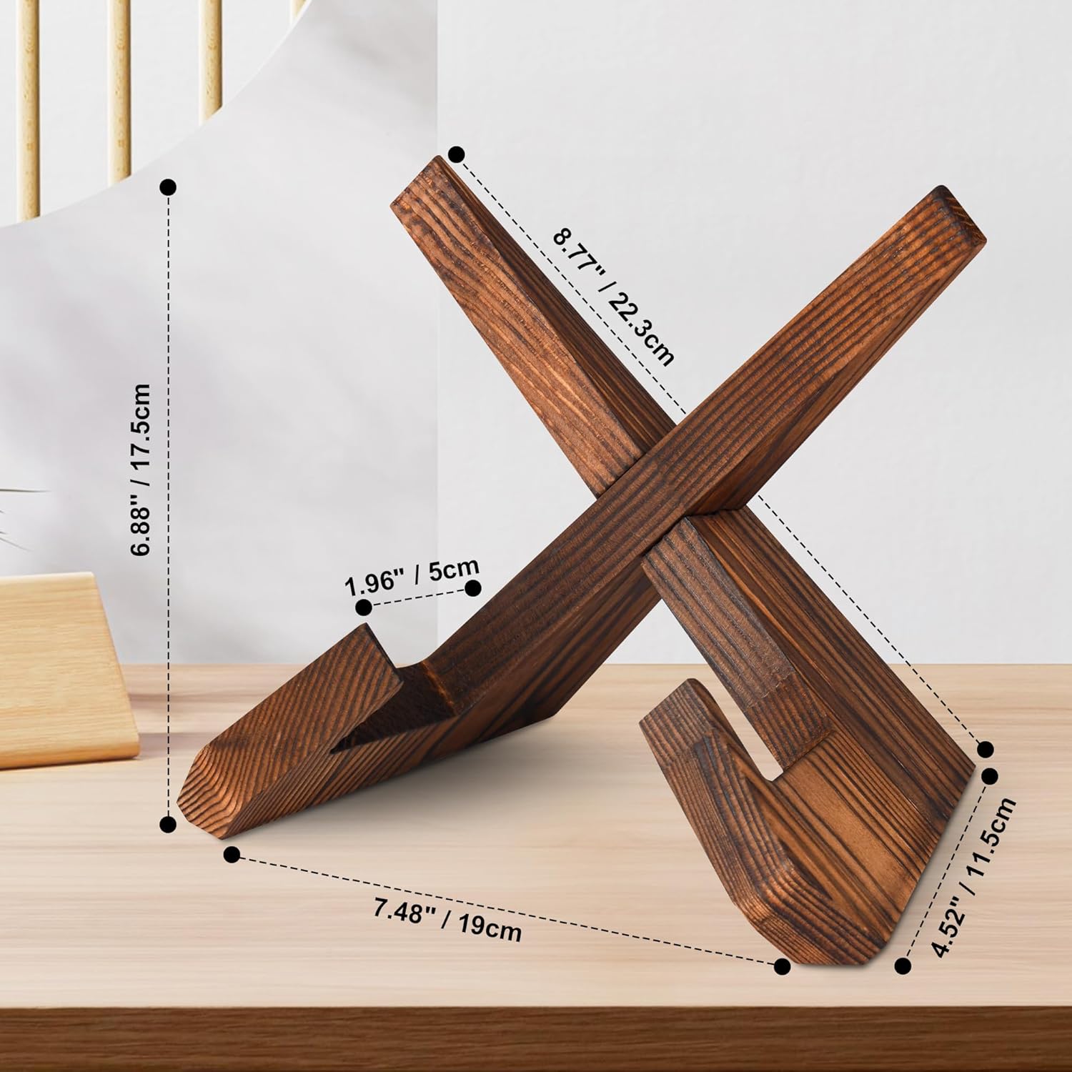 KLEVERISE 2 Set Wooden Cookbook Stands Dark Brown