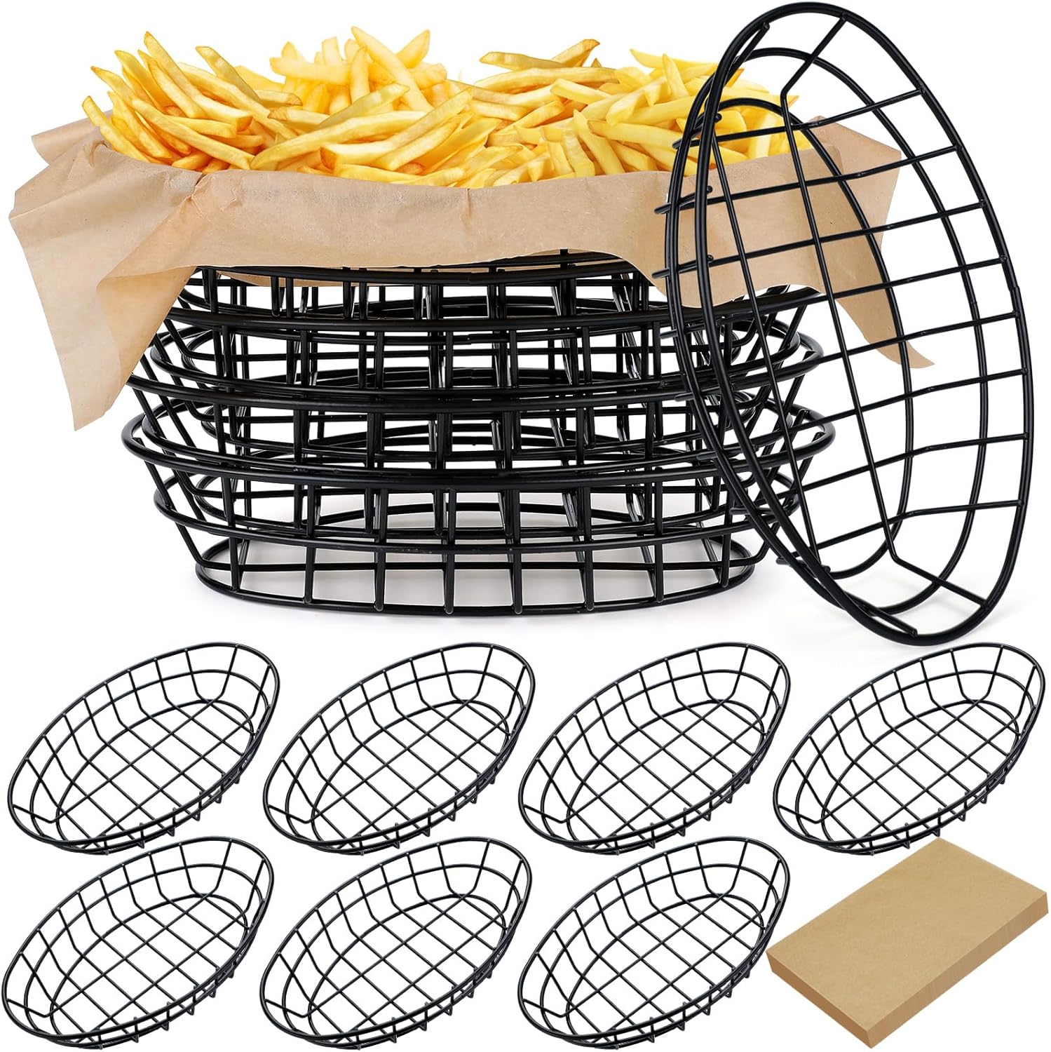Hushee 12 Pcs Wire Bread Baskets with Liners