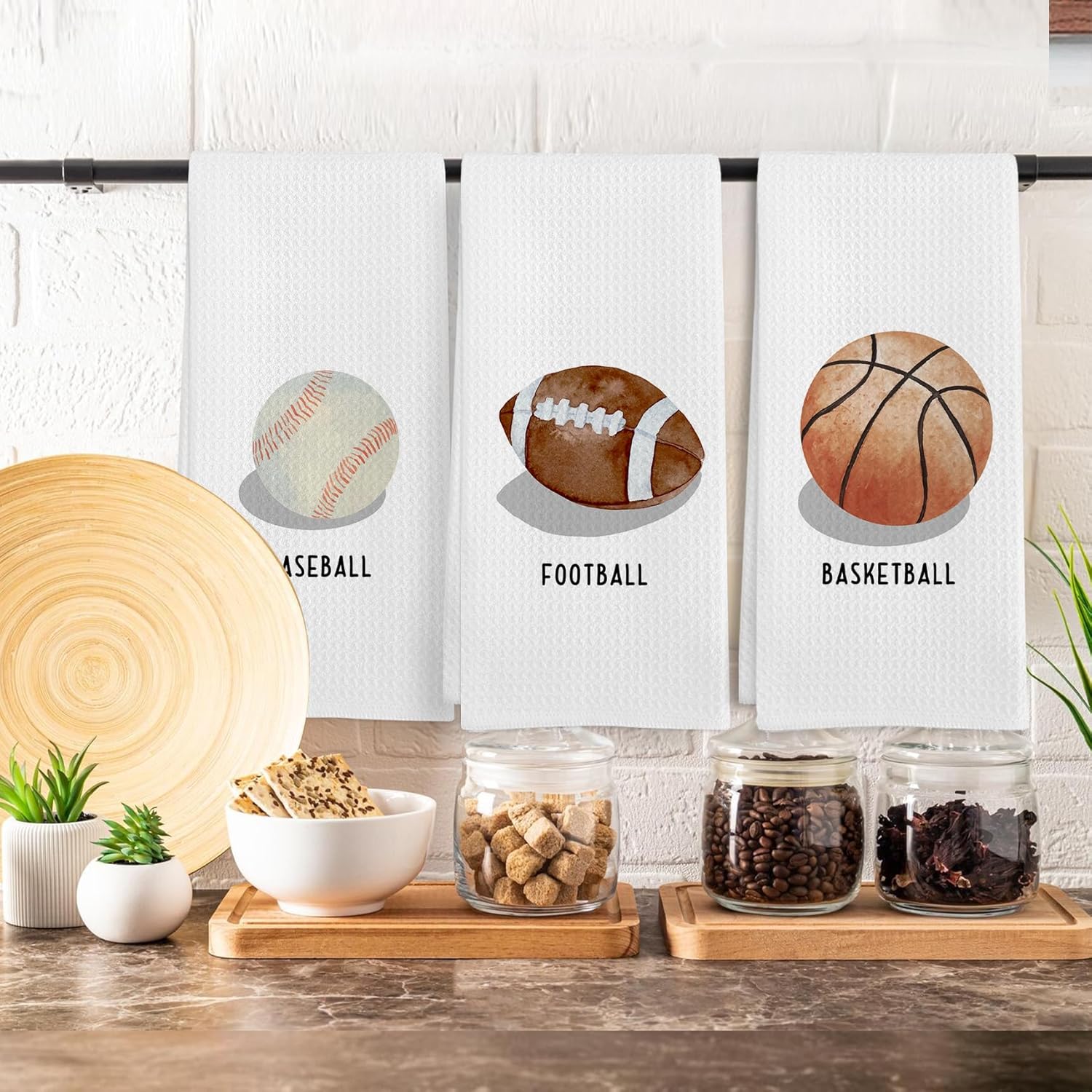 Boys Sports Towels Set of 4 - Basketball Soccer Baseball Football 16x24 Inch