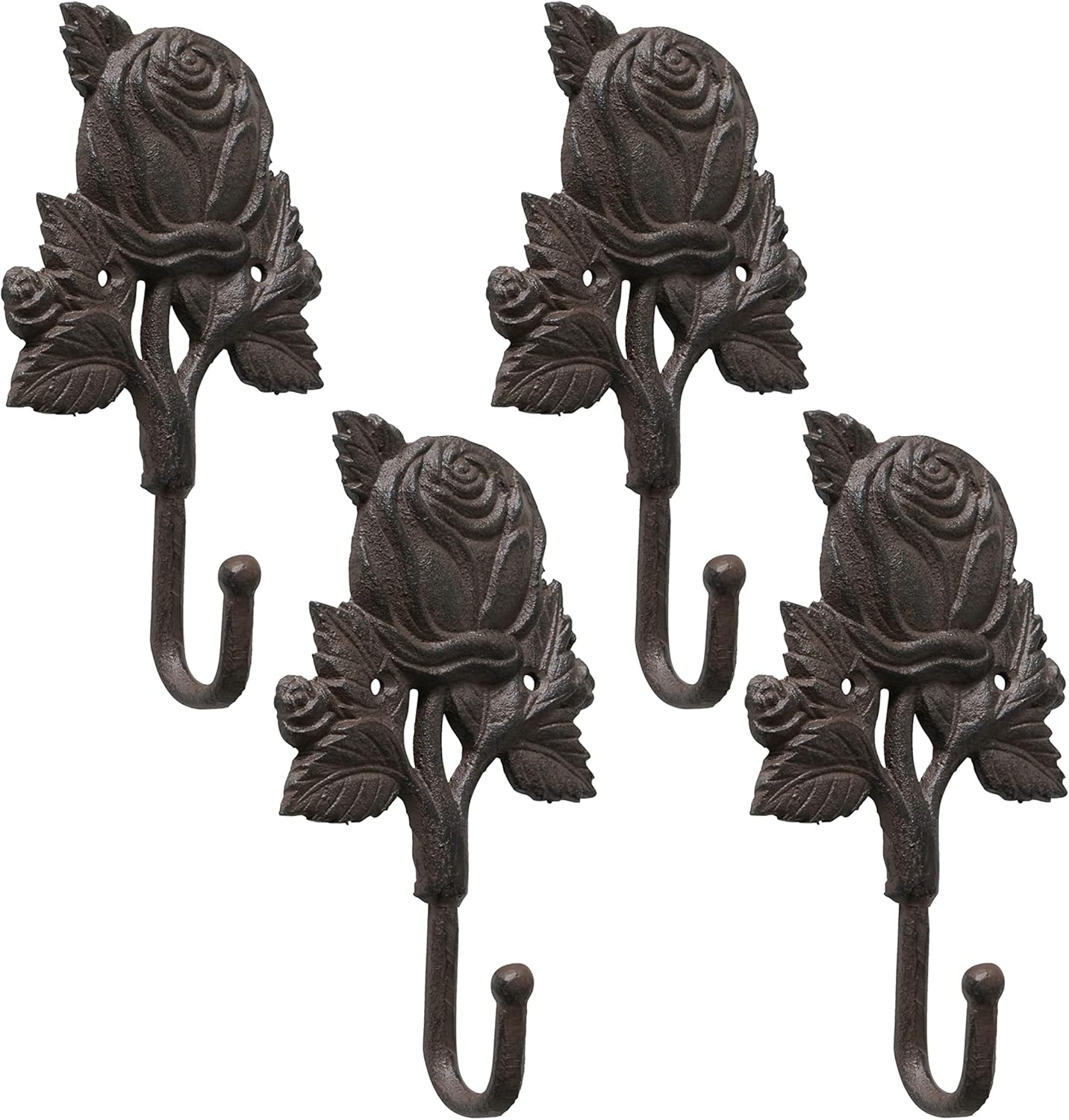 WHW Sweetheart Rose Wall Hooks Set of 4 Shabby Bronze