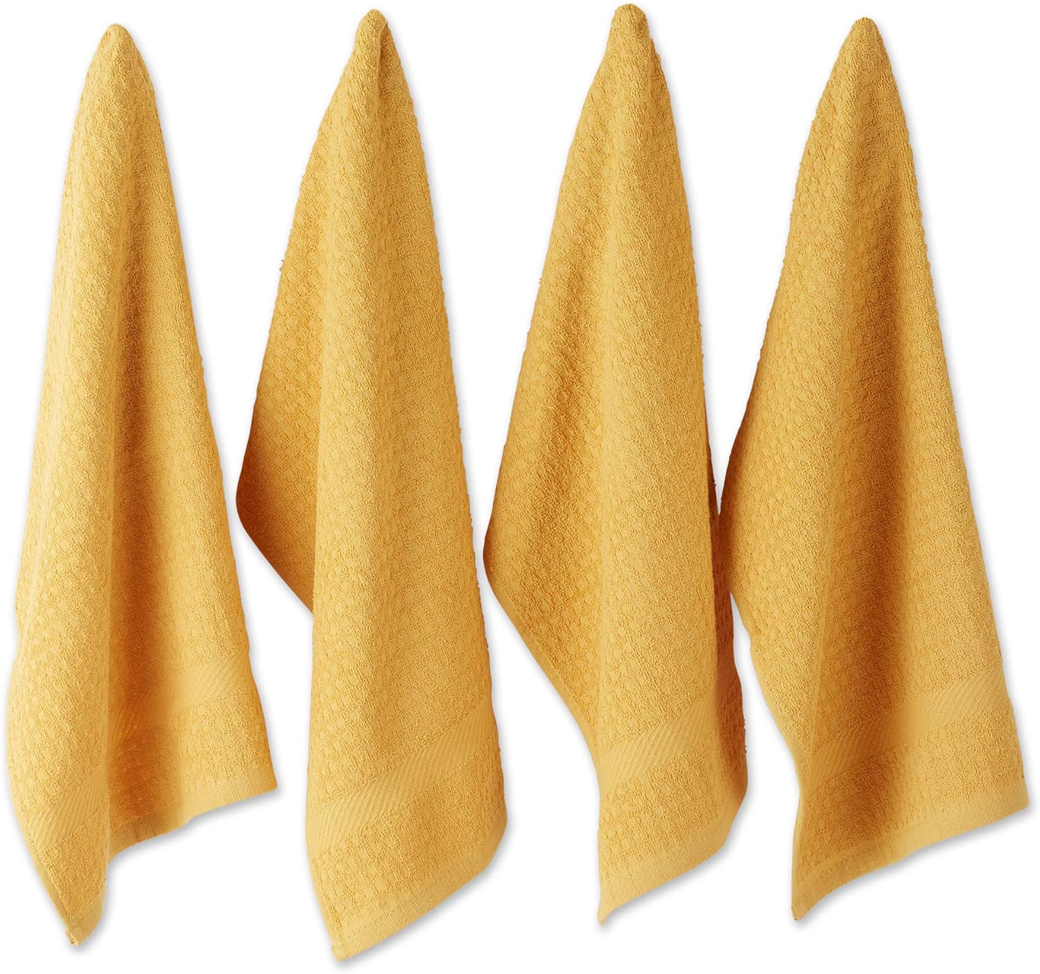 DII Basic Terry Waffle Dish Towel Set 4 Piece Mustard