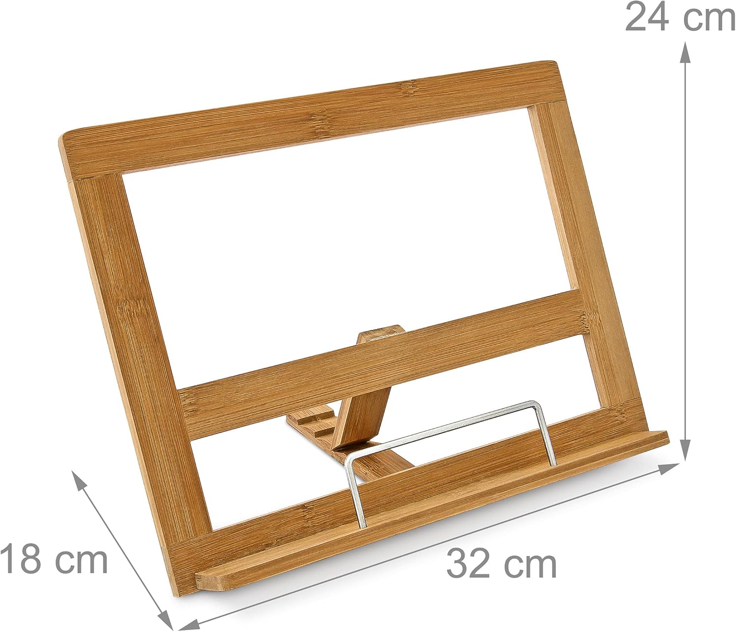 Relaxdays Bamboo Cookbook Holder Adjustable 3 Angles Brown