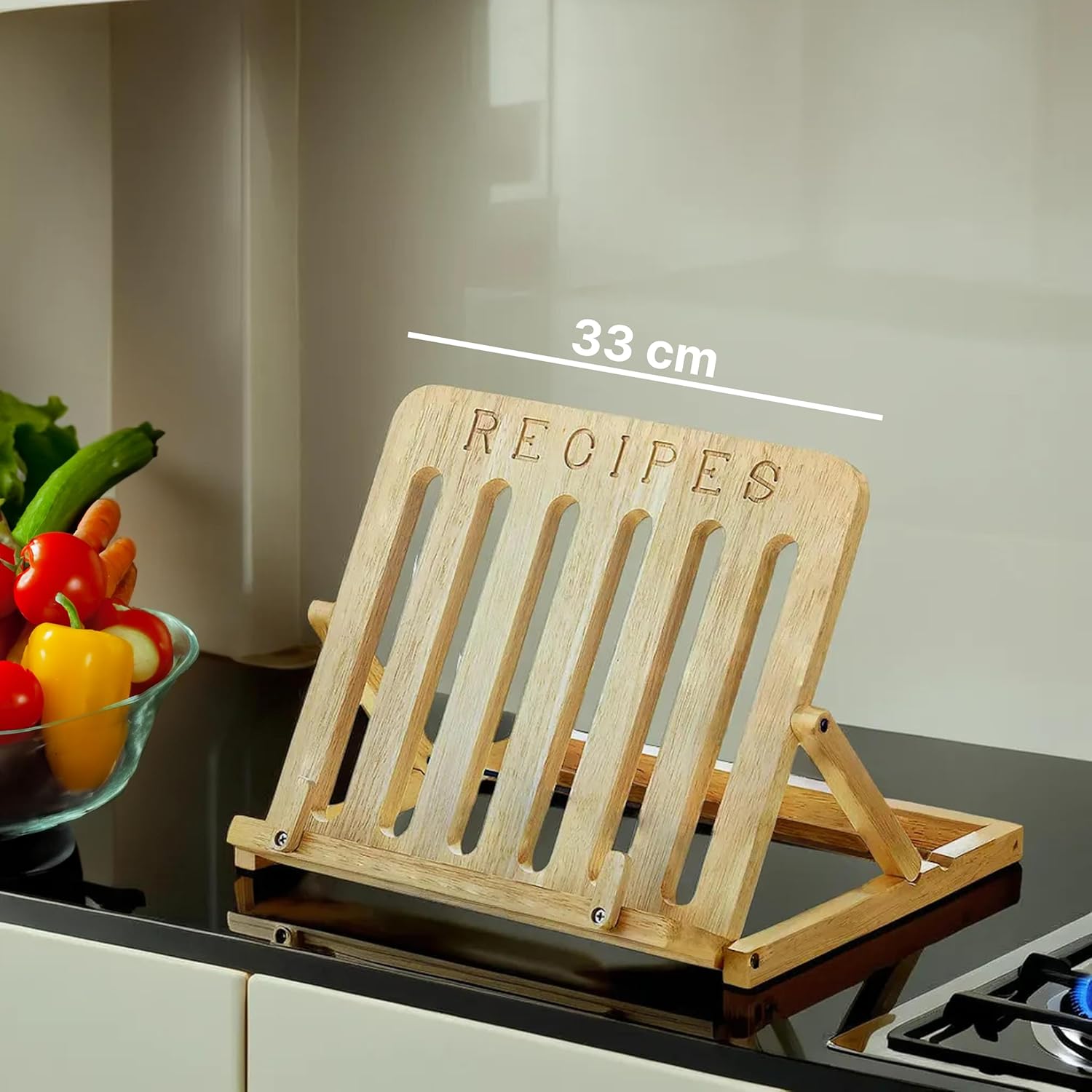 Premier Rubberwood Book Stand for Kitchen Desk