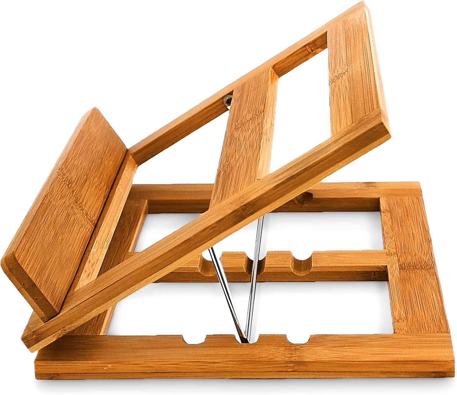 Relaxdays Bamboo Cookbook Stand Adjustable Angle