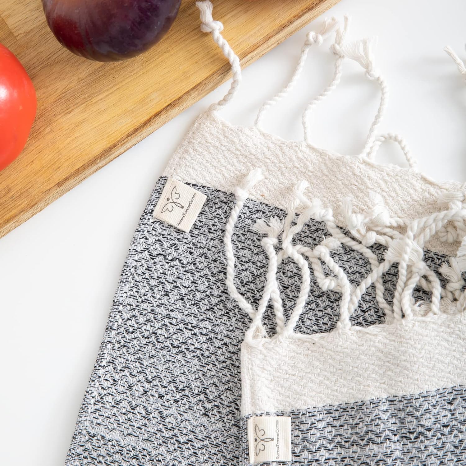 SMYRNA Turkish Cotton Dish Towels Pack of 4 12x12 Inch Gray