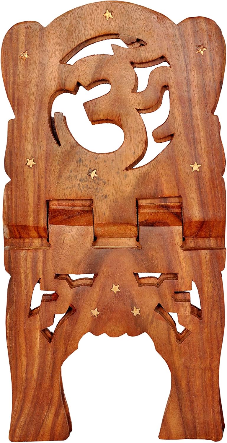 Folding Hand-Crafted Wooden Book Stand 13 Inches Brown