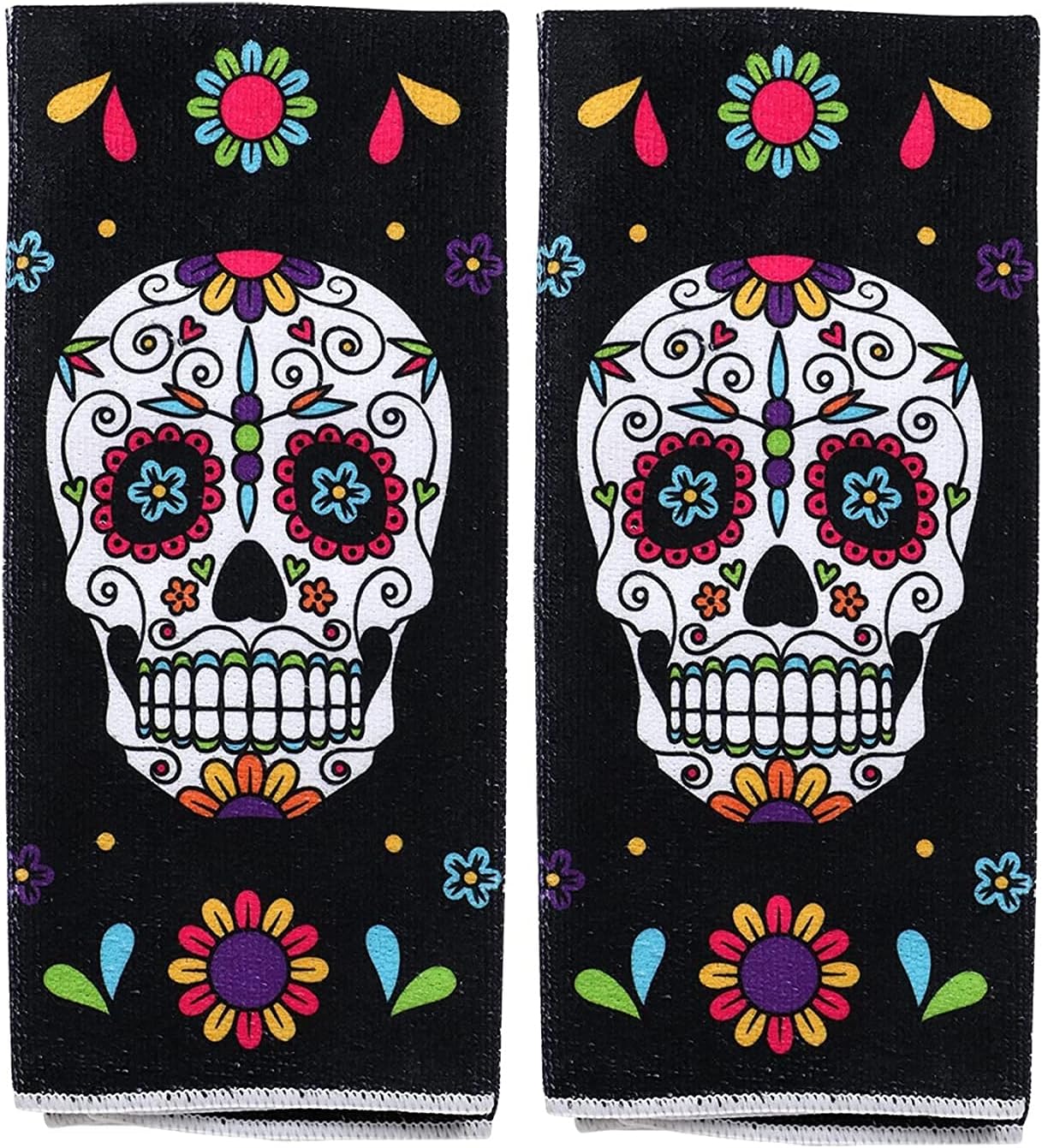 Day of the Dead Sugar Skull Hand Towels Set of 2 1
