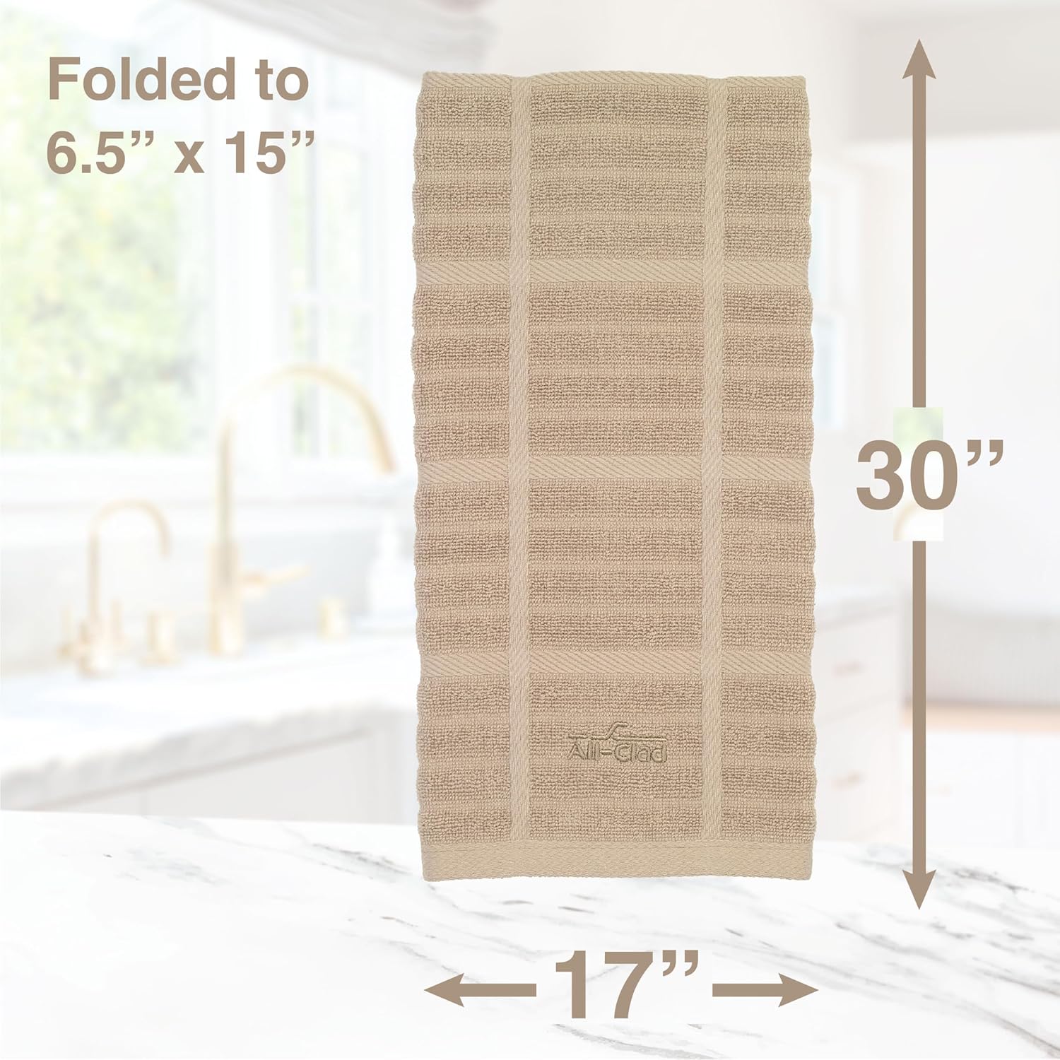 All-Clad Solid Kitchen Towel - 17x30 Inches 100 Cotton 1-Pack Cappuccino