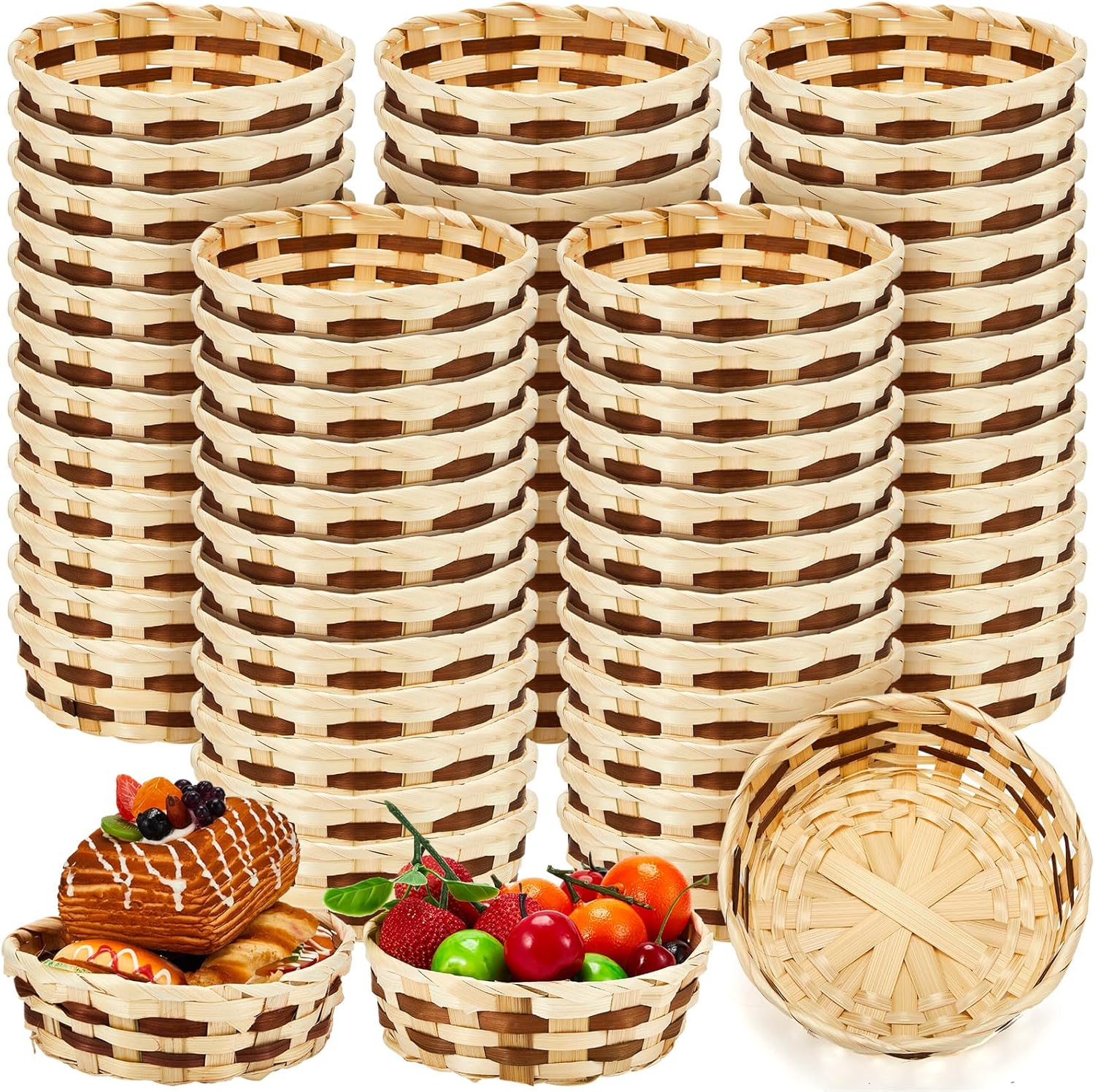 Sintuff 60 Pcs Bamboo Wicker Easter Fruit Basket