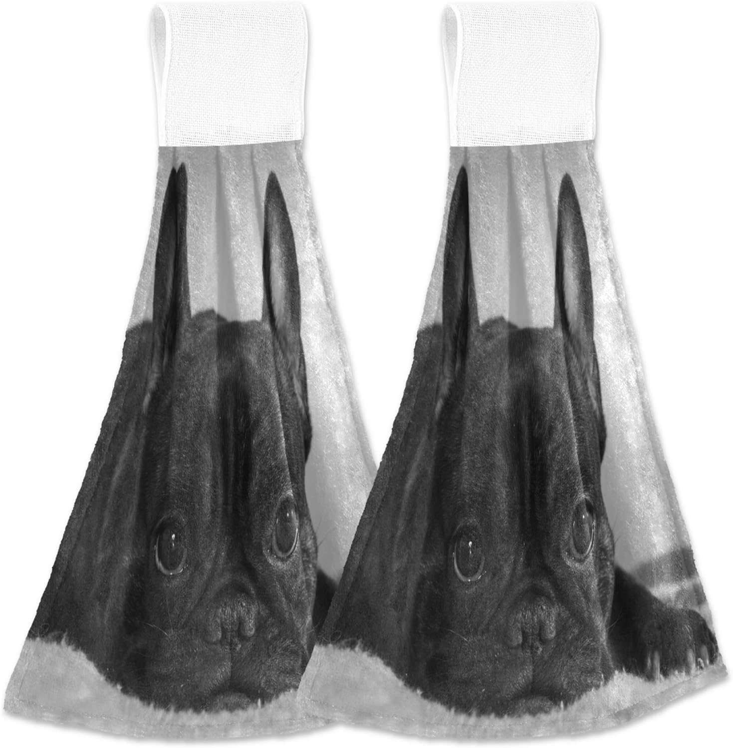 Aslsiy French Bulldog Dish Towels Set of 2 Hanging Kitchen Towels