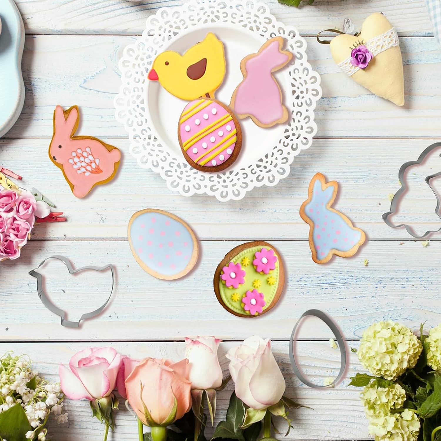 Easter Cookie Cutters Set with Bunny Chick Egg Shapes