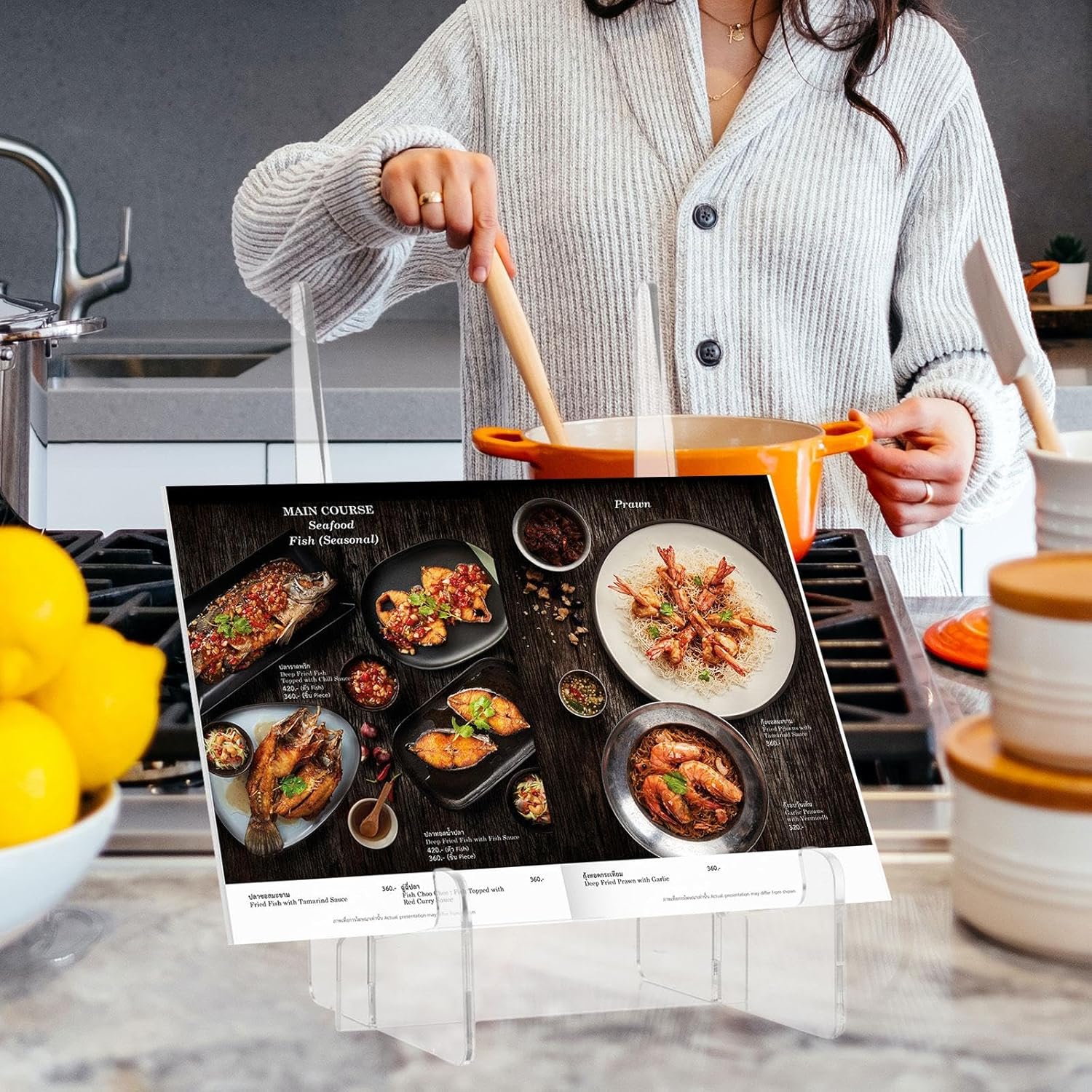 Acrylic Cookbook Stand for Kitchen Counter