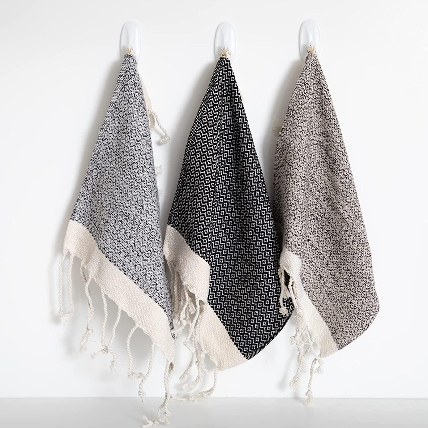 SMYRNA Turkish Cotton Dish Towels Pack of 4 12x12 Inch Gray