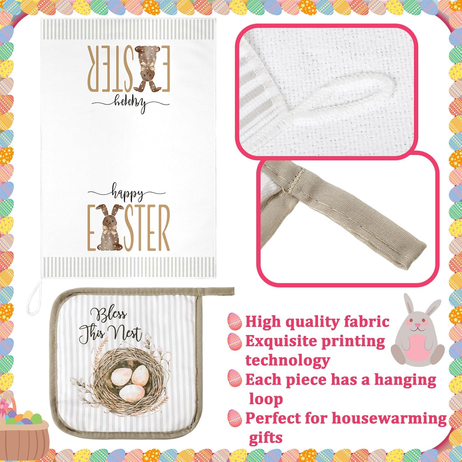 Bencailor 6 Pcs Easter Kitchen Towel Set