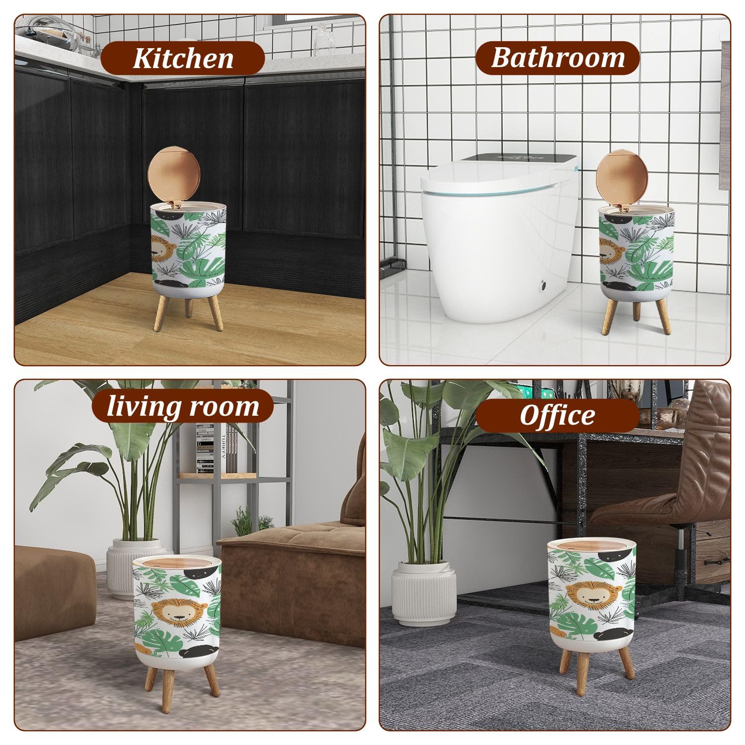 JBNJANKDAV Small Trash Can with Lid for Kids 1
