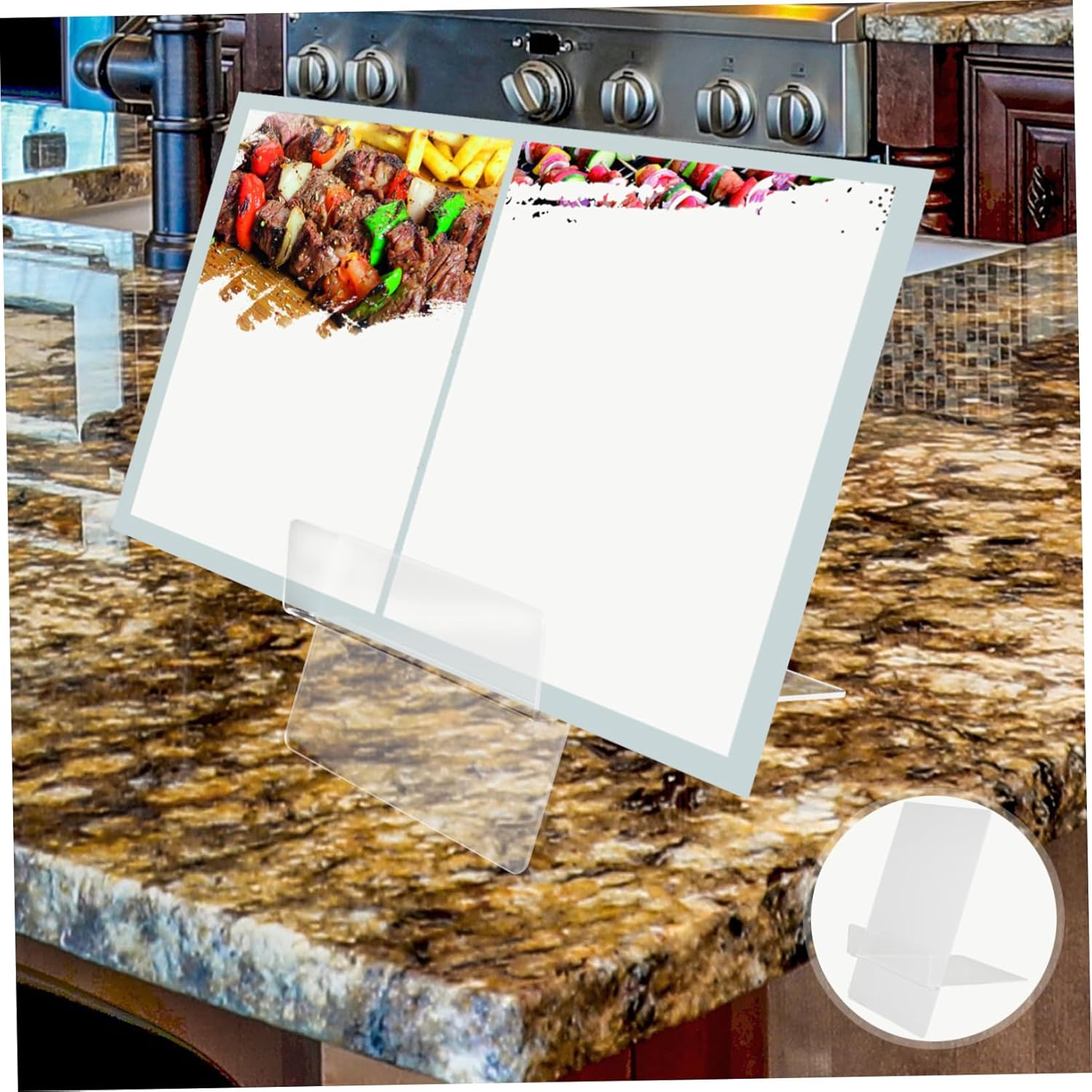 CATIEBYE Adjustable Acrylic Recipe Stand for Desk and Kitchen