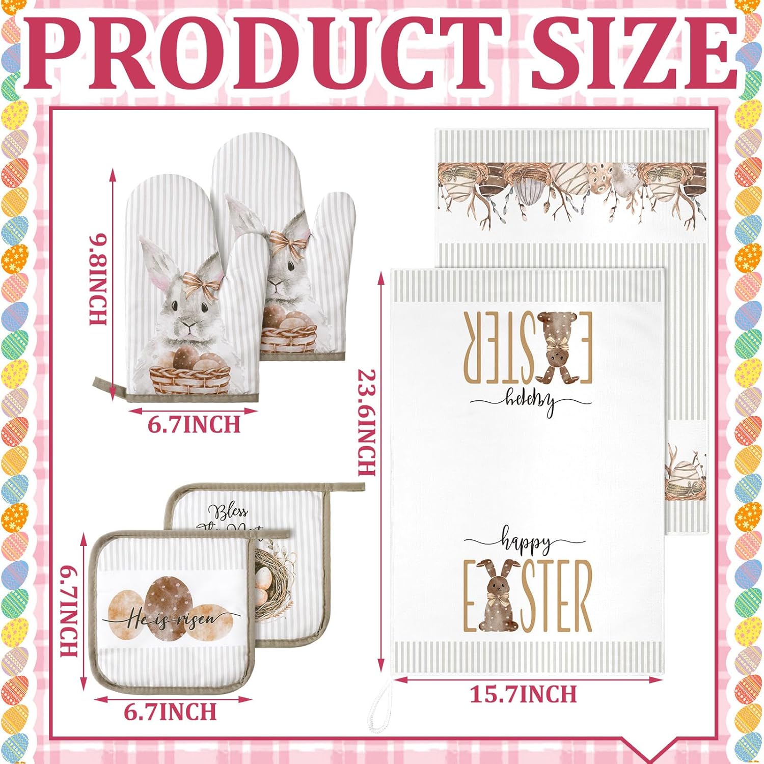 Bencailor 6 Pcs Easter Kitchen Towel Set