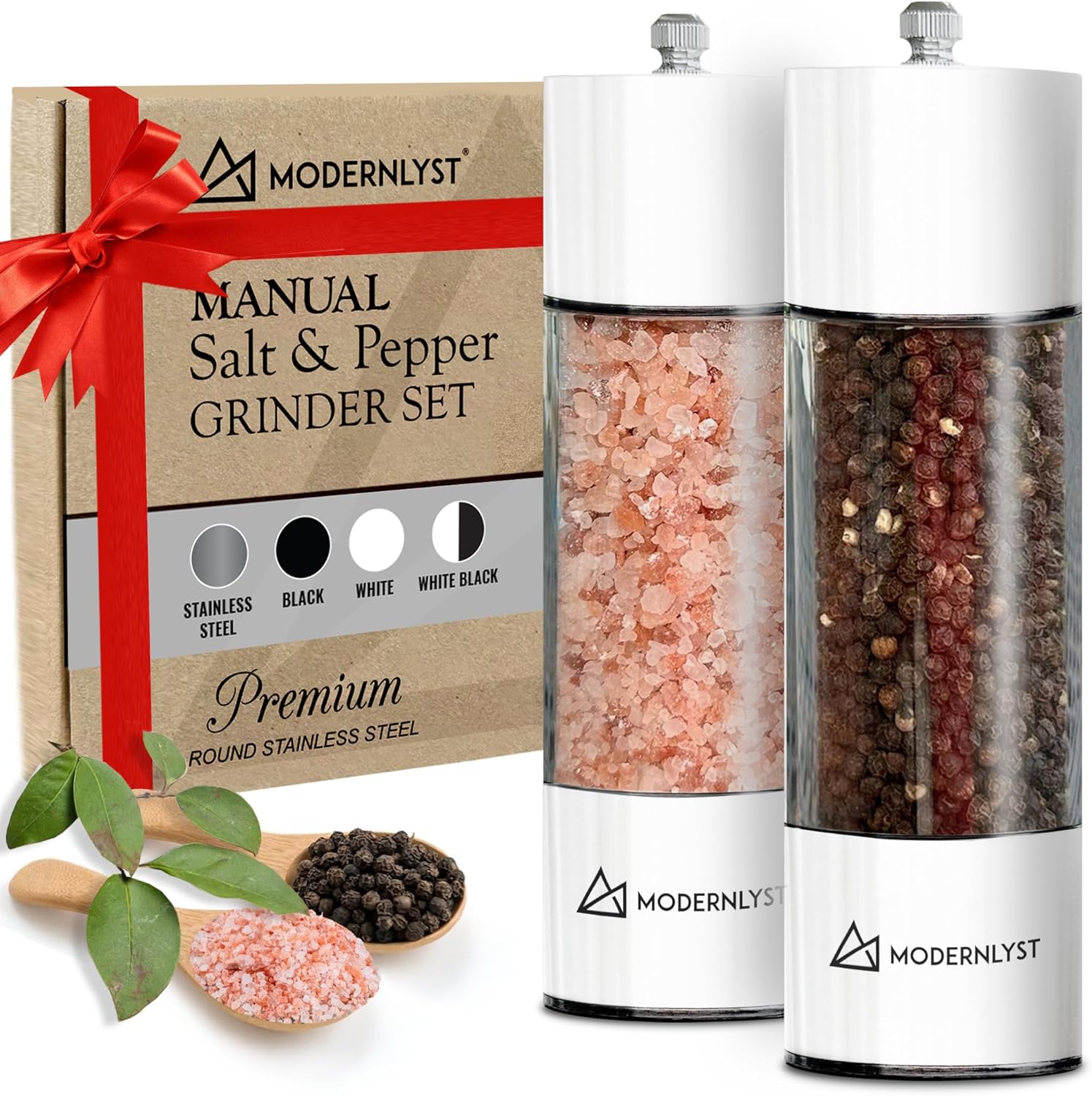 Modernlyst Manual Salt Pepper Grinder Set of 2