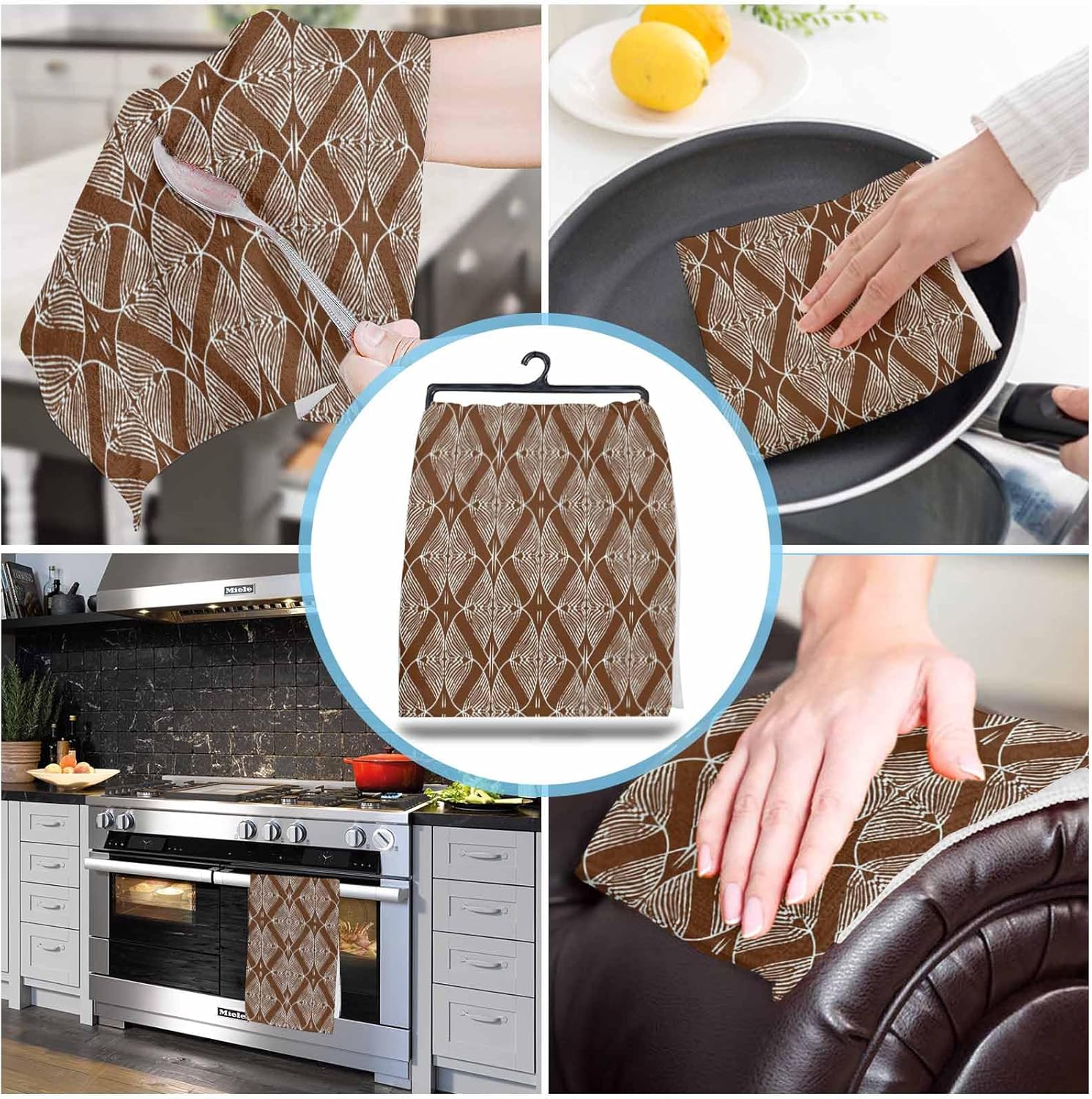 ZOE GARDEN Geometric Brown Dish Towels 4-PC Set