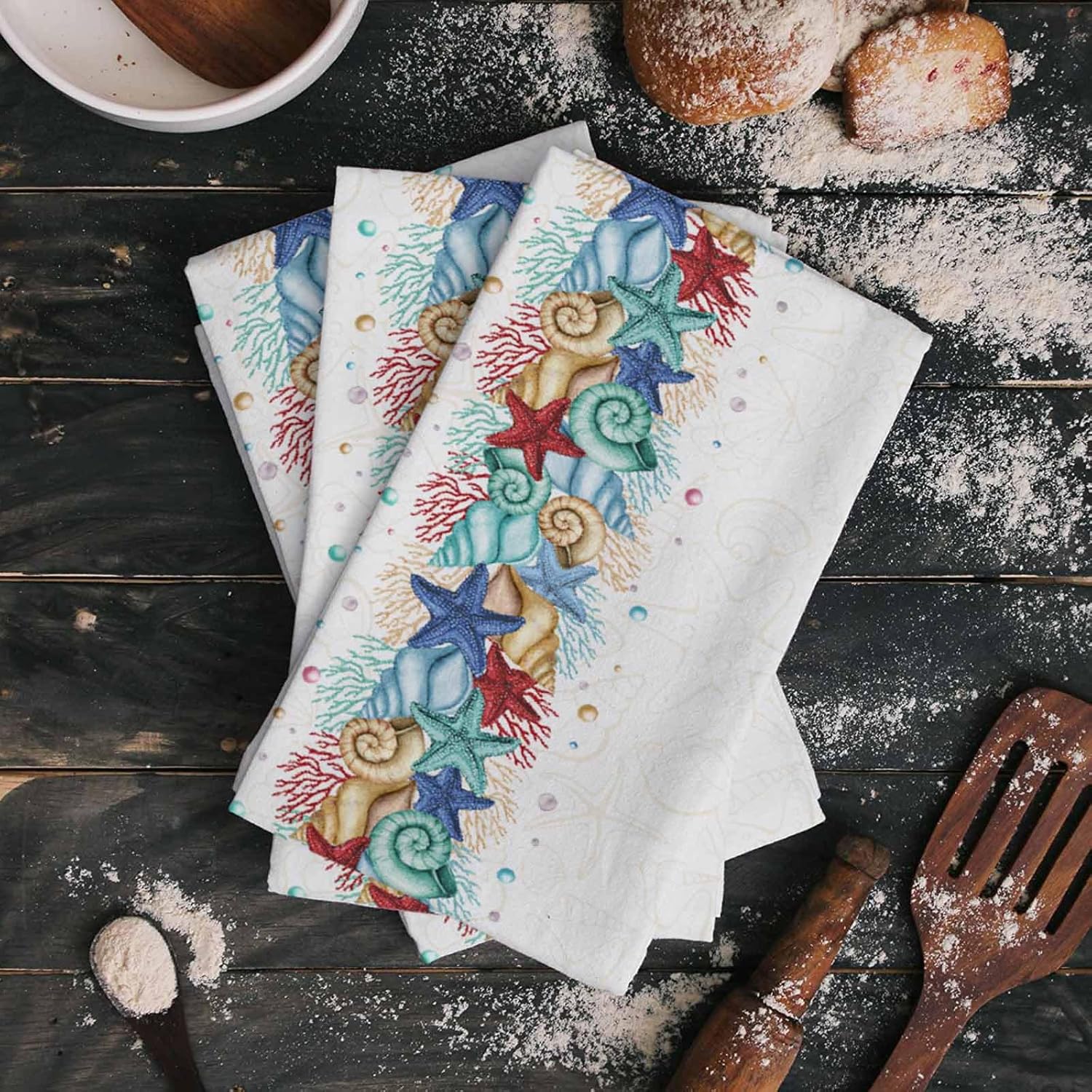 ZOE GARDEN Coastal Starfish Kitchen Towel 18x28