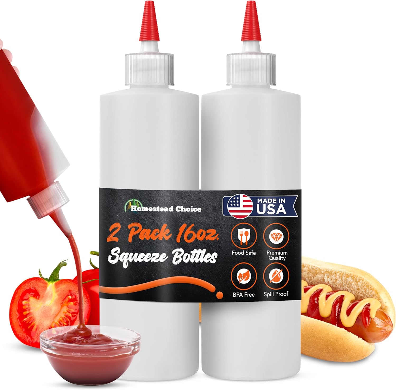 Homestead Choice Condiment Squeeze Bottles 2 Pack