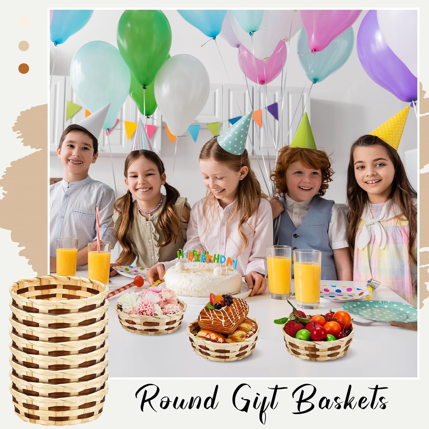 Sintuff 60 Pcs Bamboo Wicker Easter Fruit Basket