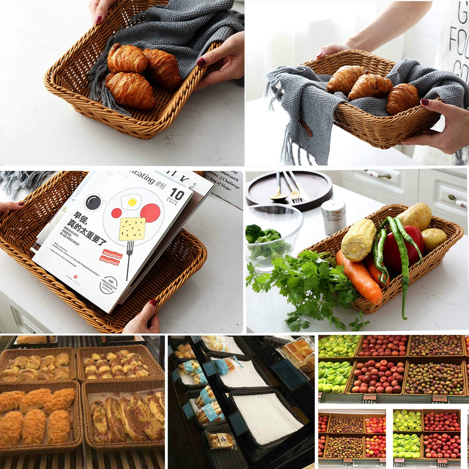 Teng Lang 16 Wicker Bread Baskets 2 PACKS Brown