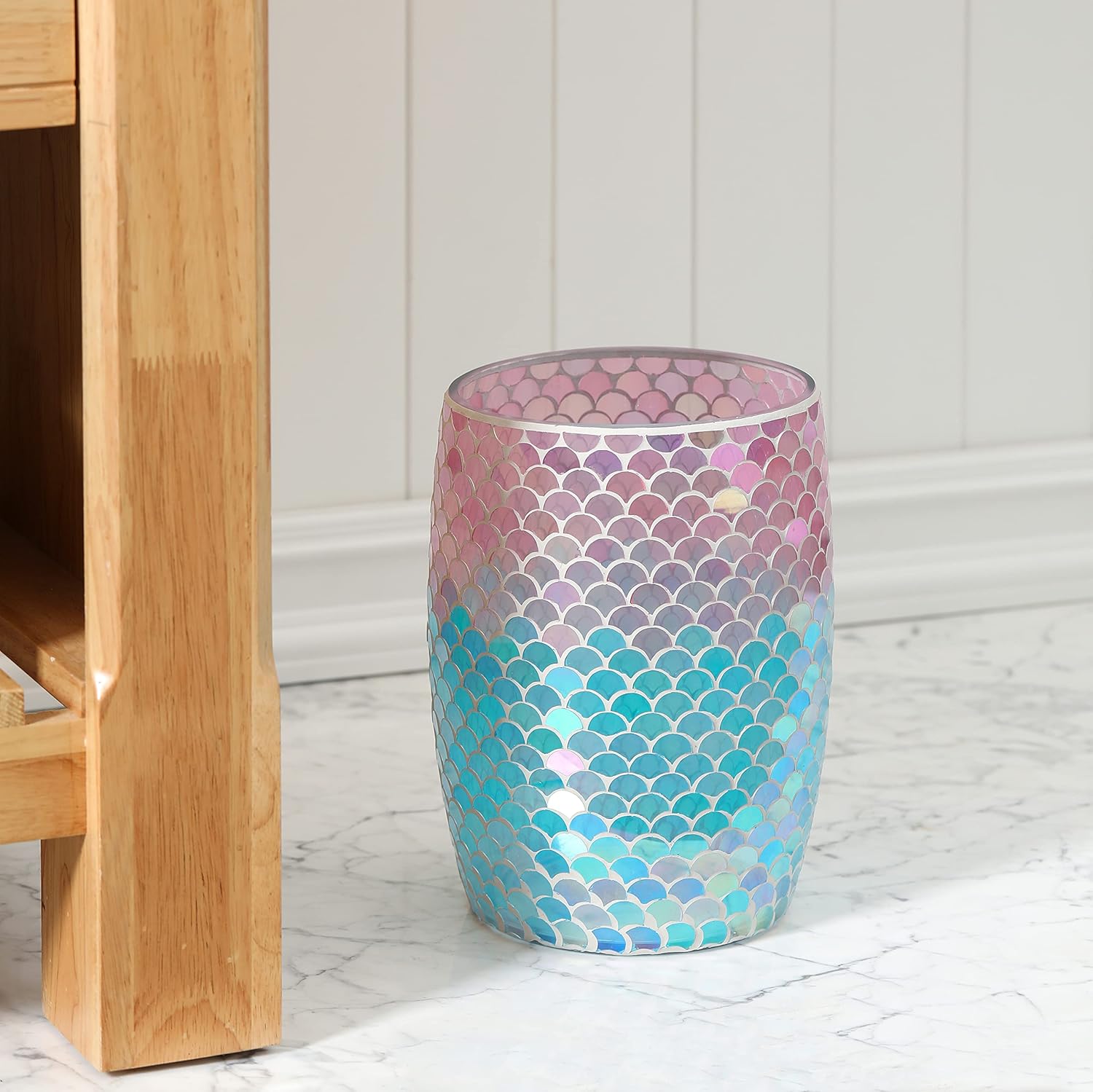 Stylish Mermaid Glass Wastebasket for Modern Homes