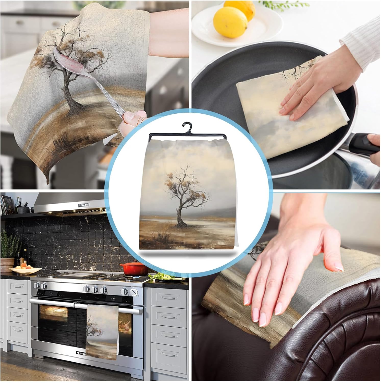 ZOE GARDEN Wild Leaves Dish Towel Set 2-Pack 18x28 Microfiber Kitchen Towels