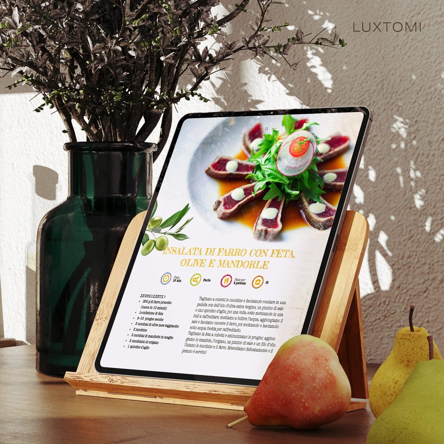 LUXTOMI Engraved Nana Bear Cookbook Stand