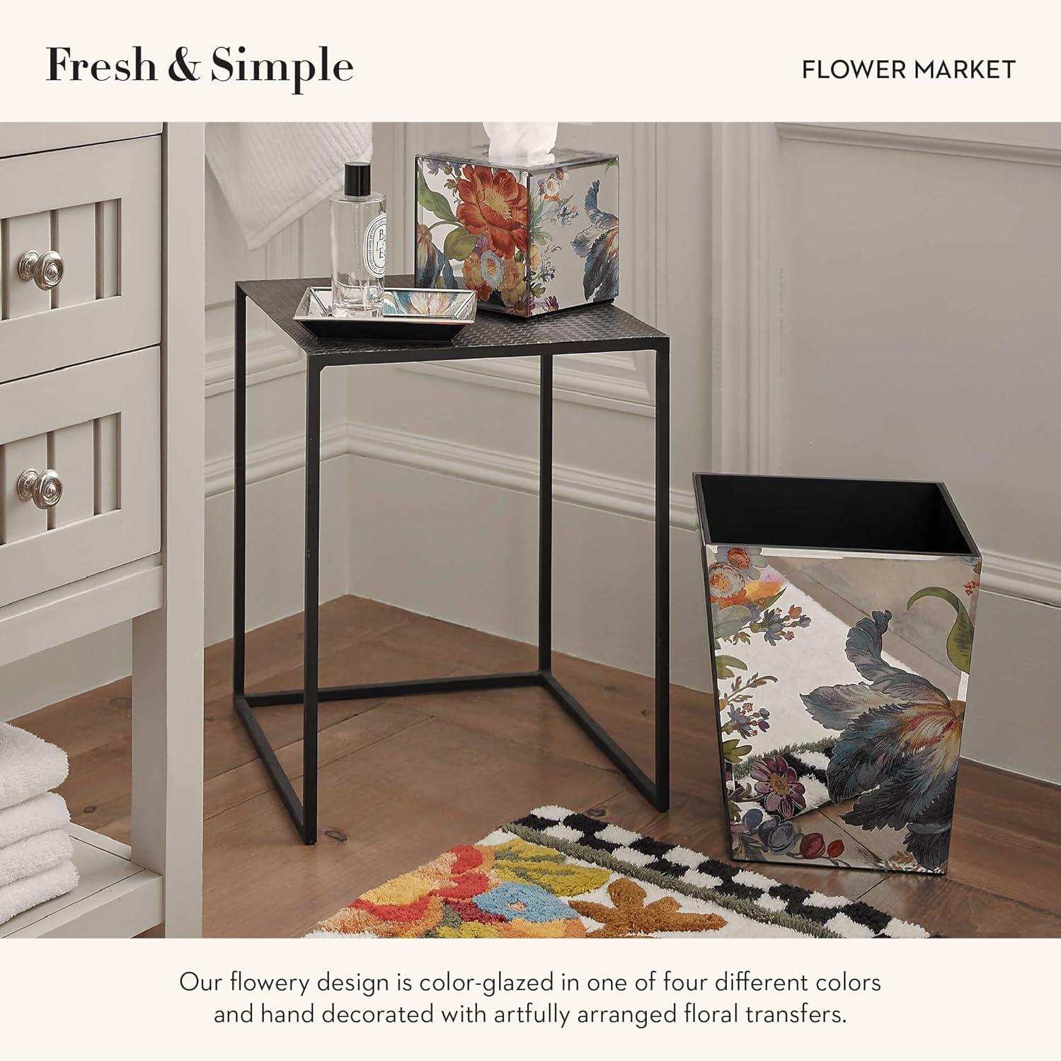 MACKENZIE-CHILDS Flower Market Waste Bin Decorative