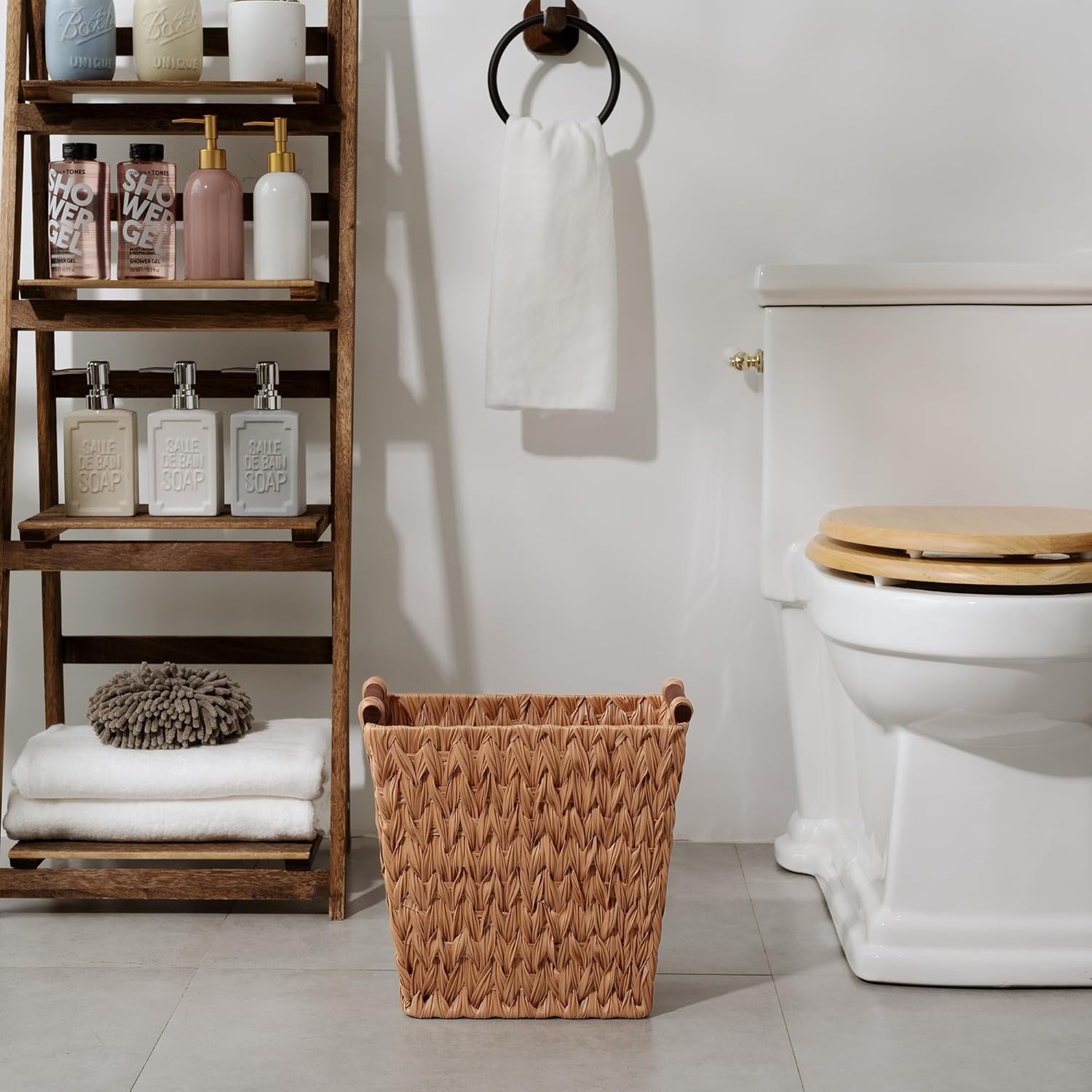 GRANNY SAYS Caramel Orange Woven Trash Can with Handles