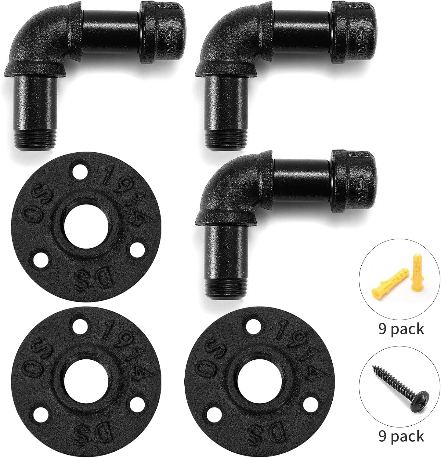 Home TZH 3 Pack Black Towel Hooks for Bathroom