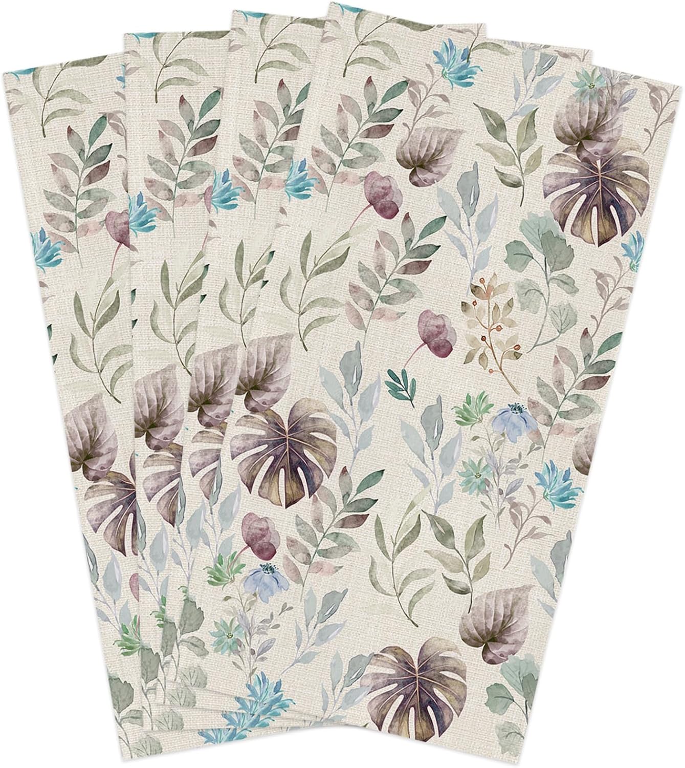 ZOE GARDEN Tropical Leaves Dish Towels 4-Pack 18x28 Microfiber Kitchen Cleaners