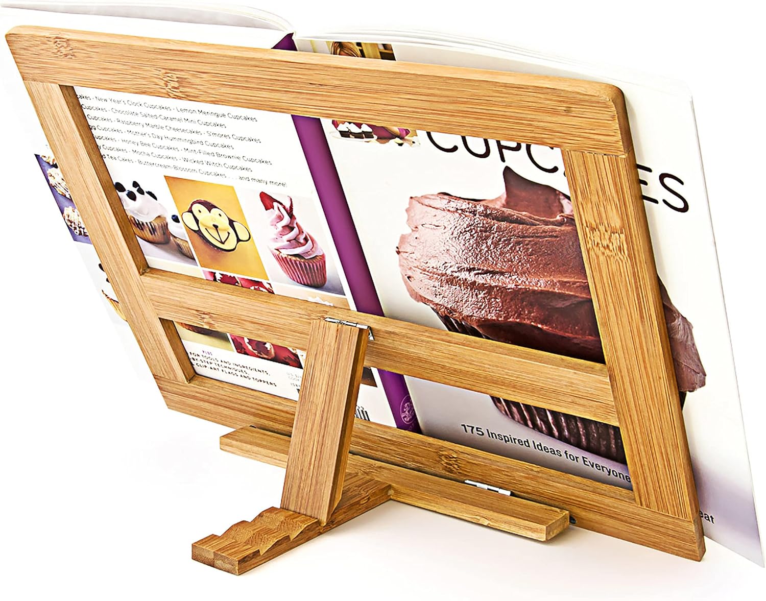 Relaxdays Bamboo Cookbook Holder Adjustable 3 Angles Brown