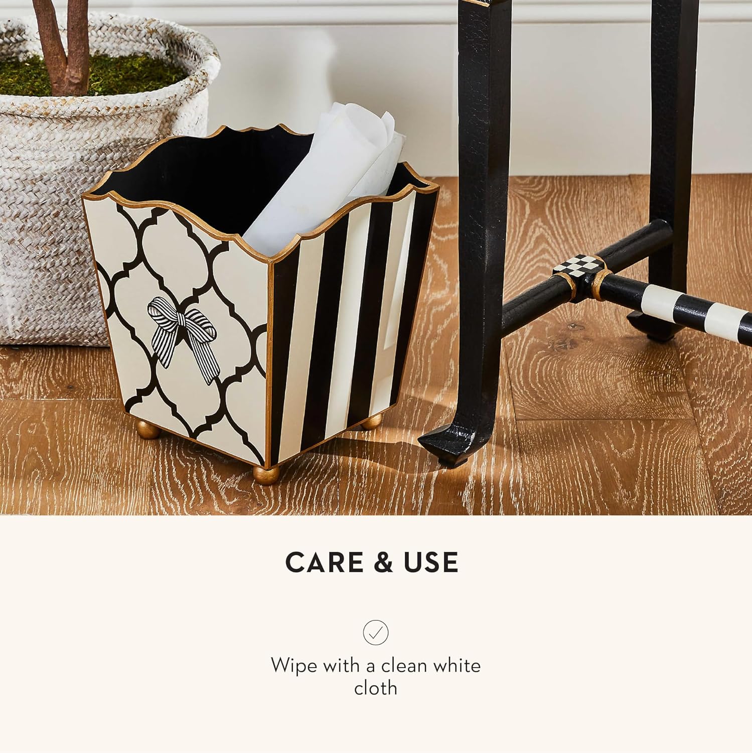 Mackenzie-Childs Decorative Wood Wastebasket
